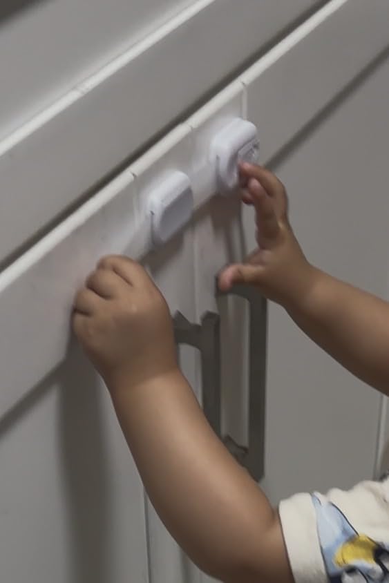 Goodv Child Safety Cabinet Locks - (10 Pack) Baby Proofing Latches to Drawer Door Fridge Oven Toilet Seat Kitchen Cupboard Appliance Trash Can with 3M Adhesive - Adjustable Strap No Drill No Tool customer photo 1