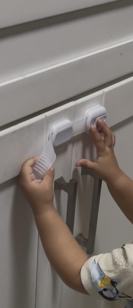 Goodv Child Safety Cabinet Locks - (10 Pack) Baby Proofing Latches to Drawer Door Fridge Oven Toilet Seat Kitchen Cupboard Appliance Trash Can with 3M Adhesive - Adjustable Strap No Drill No Tool customer photo 2