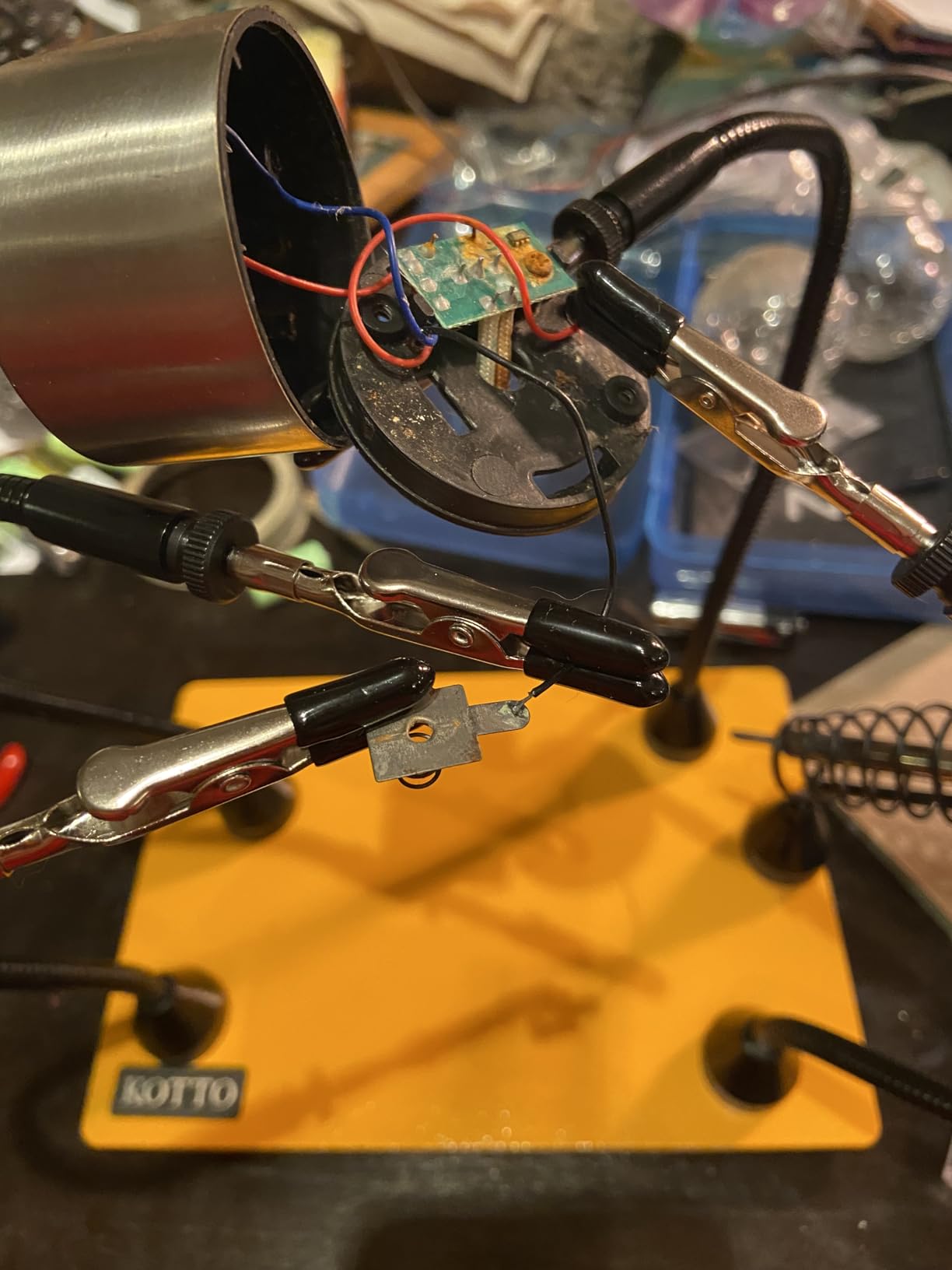 Fstop Labs Third Hand Soldering Tool PCB Holder Four Magnetic Based With Iron Holder, Flexible Metal Arms Helping Hands Crafts Jewelry Hobby Workshop Helping Station Non-Slip Steel Weighted Base customer photo 2