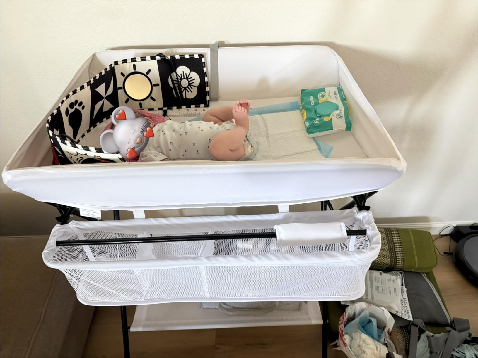 INFANS Baby Changing Table, Portable Nursery Organizer, Grey customer photo 2