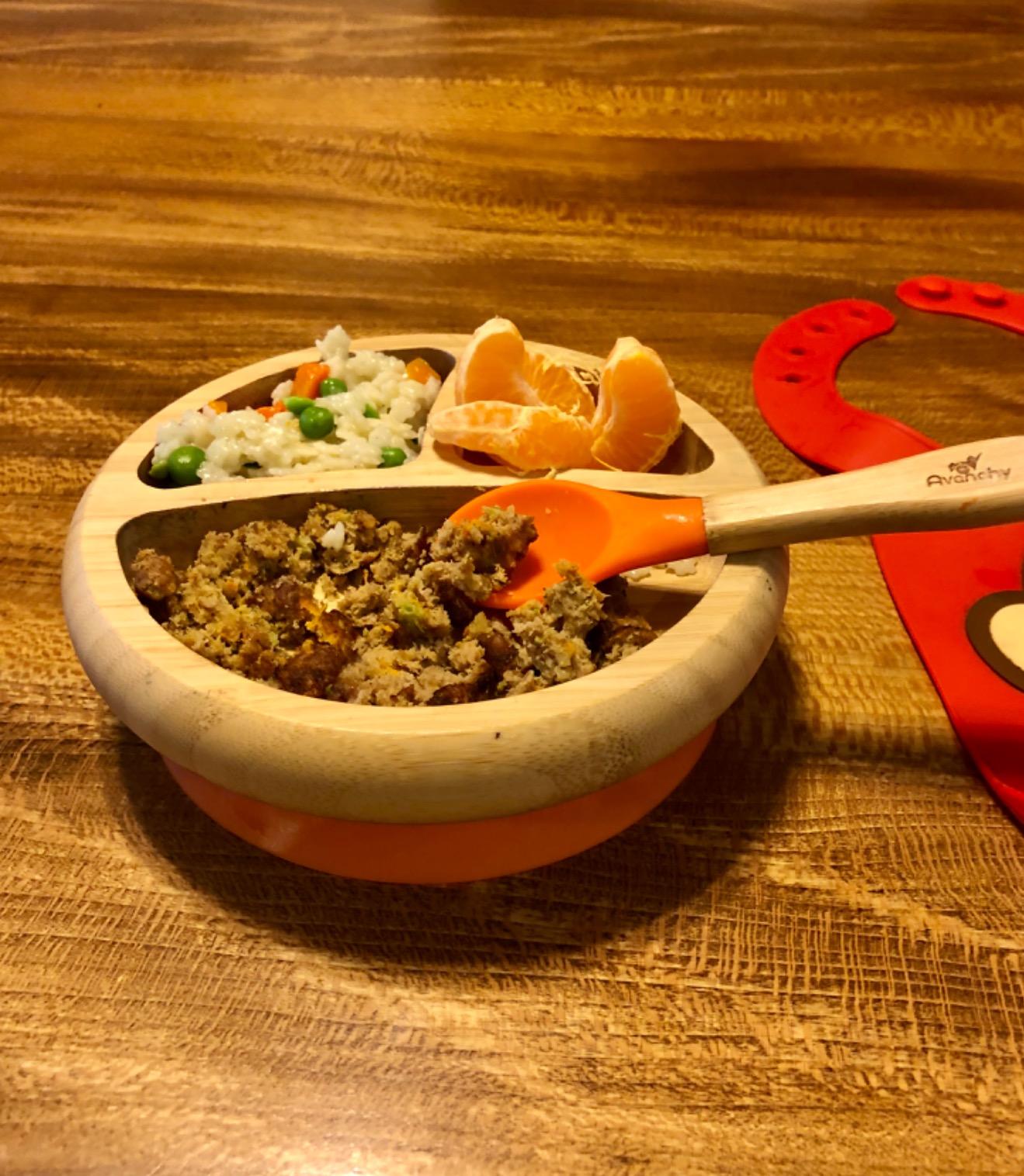 Avanchy Baby Plates Divided Bamboo with Suction for Babies Kids Toddler Food with Silicone Spoon for Feeding (Gray) customer photo 1