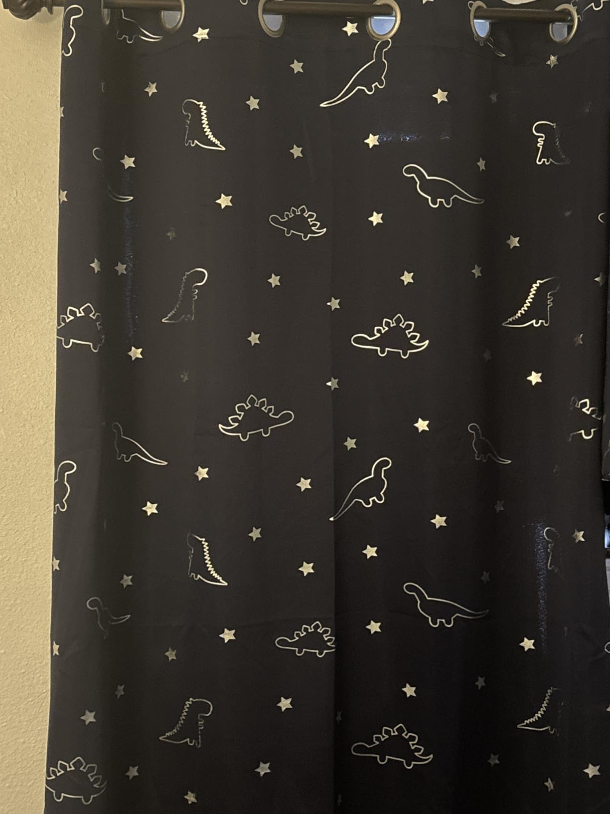 LORDTEX Dinosaur and Star Foil Print Blackout Curtains for Kids Room customer photo 2