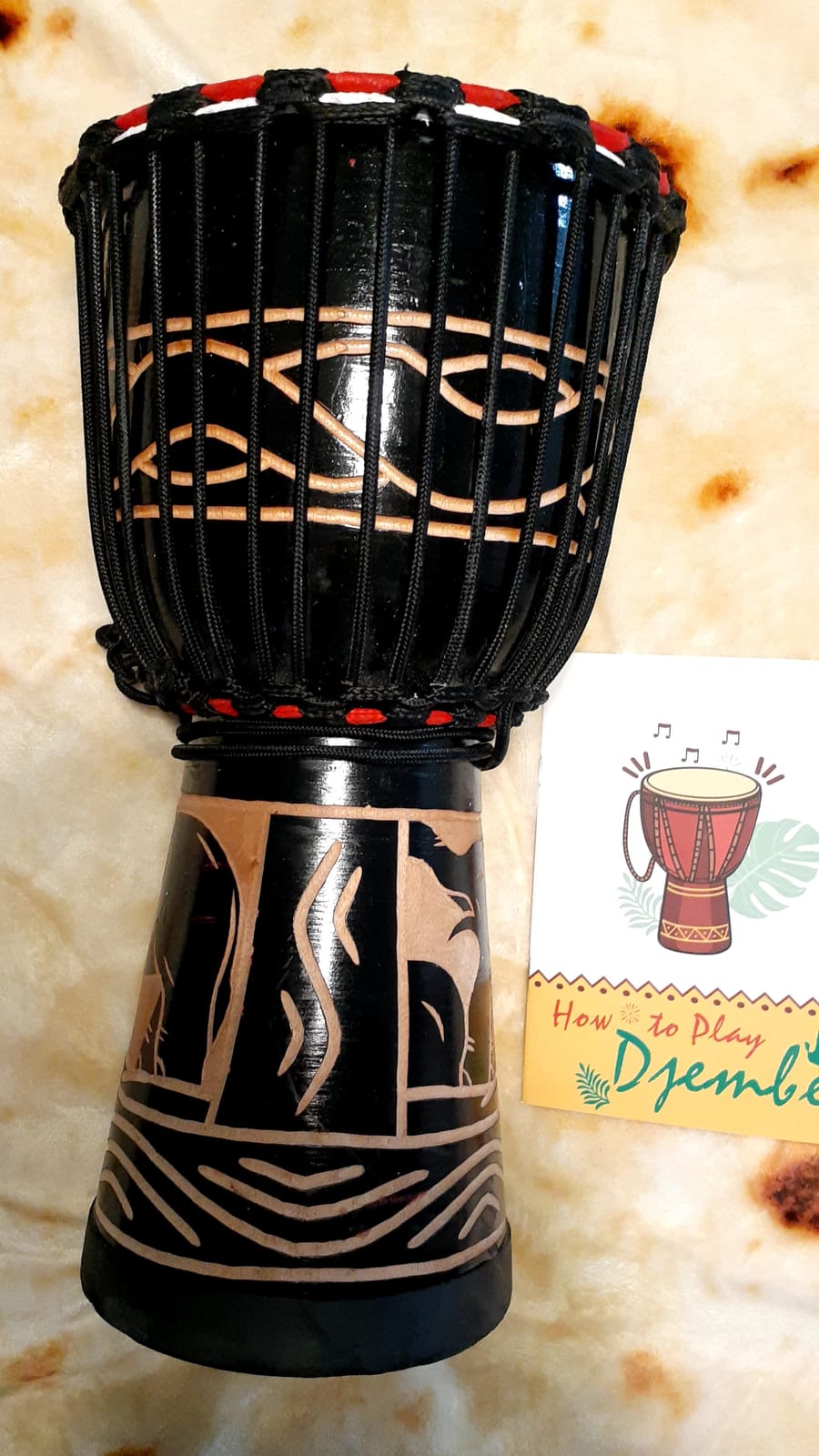 Djembe Drum, AKLOT African Drum Hand-Painted 9.5'' x 20'' Mahogany Goatskin Drumhead for Starter Beginners Adult for Over 8 Years Old customer photo 1