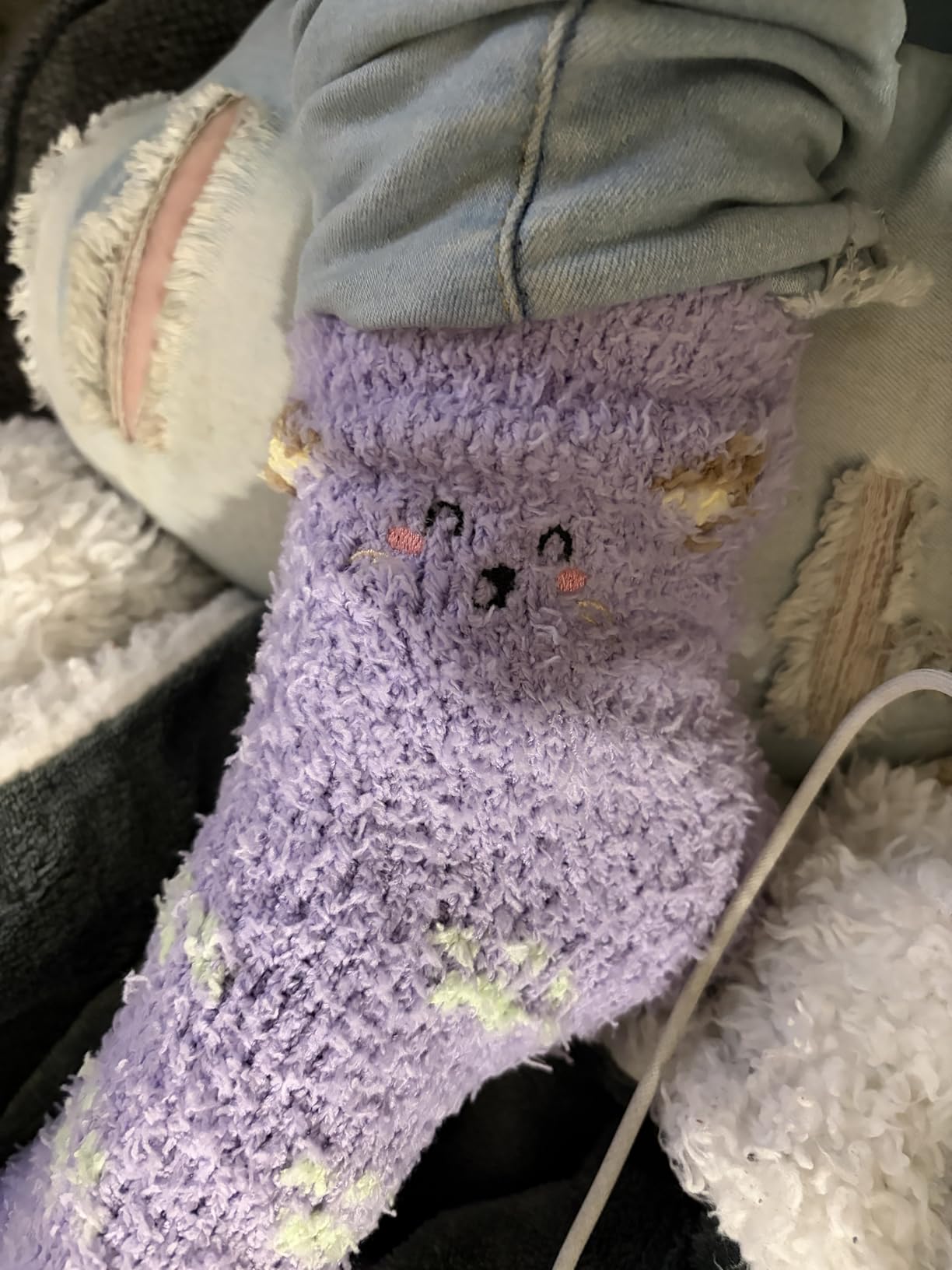 TEHOOK Warm & Cozy Gifts for Women, Fluffy Fuzzy Plush Sleeping Slipper Socks - Soft Warm Fabric customer photo 1