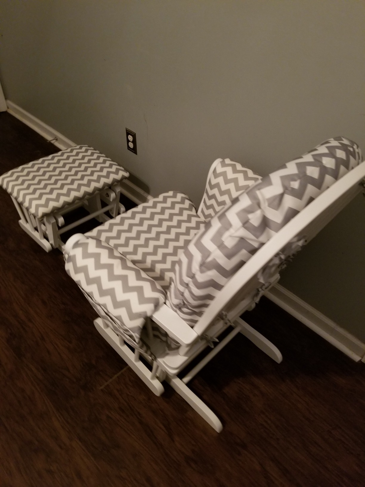 Costzon Nursery Glider with Ottoman, Upholstered Comfort Glider Rocker with Padded Cushion, Storage Pocket, Solid Wood Base, Rocking Chair Nursery for Breastfeeding, Napping (Light Gray) customer photo 1