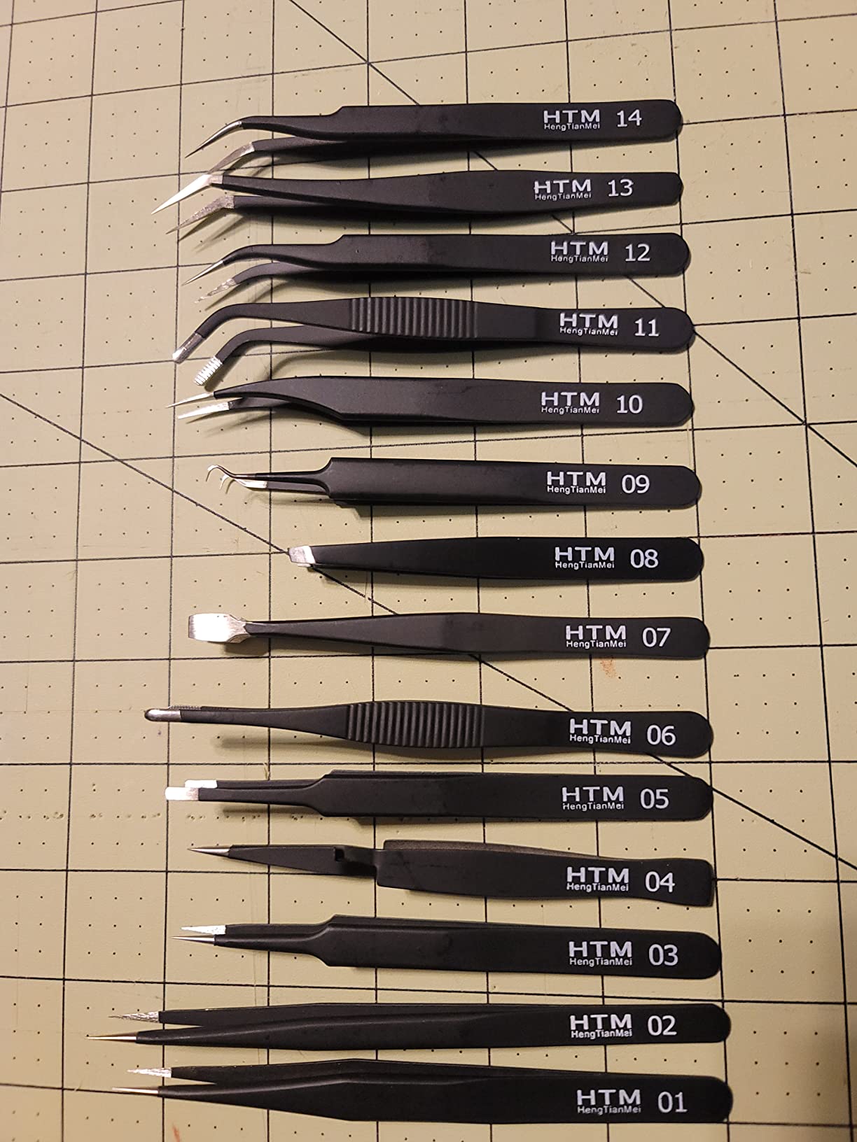 HengTianMei Precision Tweezers Set, ESD Anti-Static Stainless Steel Tweezers Set for Craft, Jewelry, Electronics, Laboratory Work (14 PCS) customer photo 1