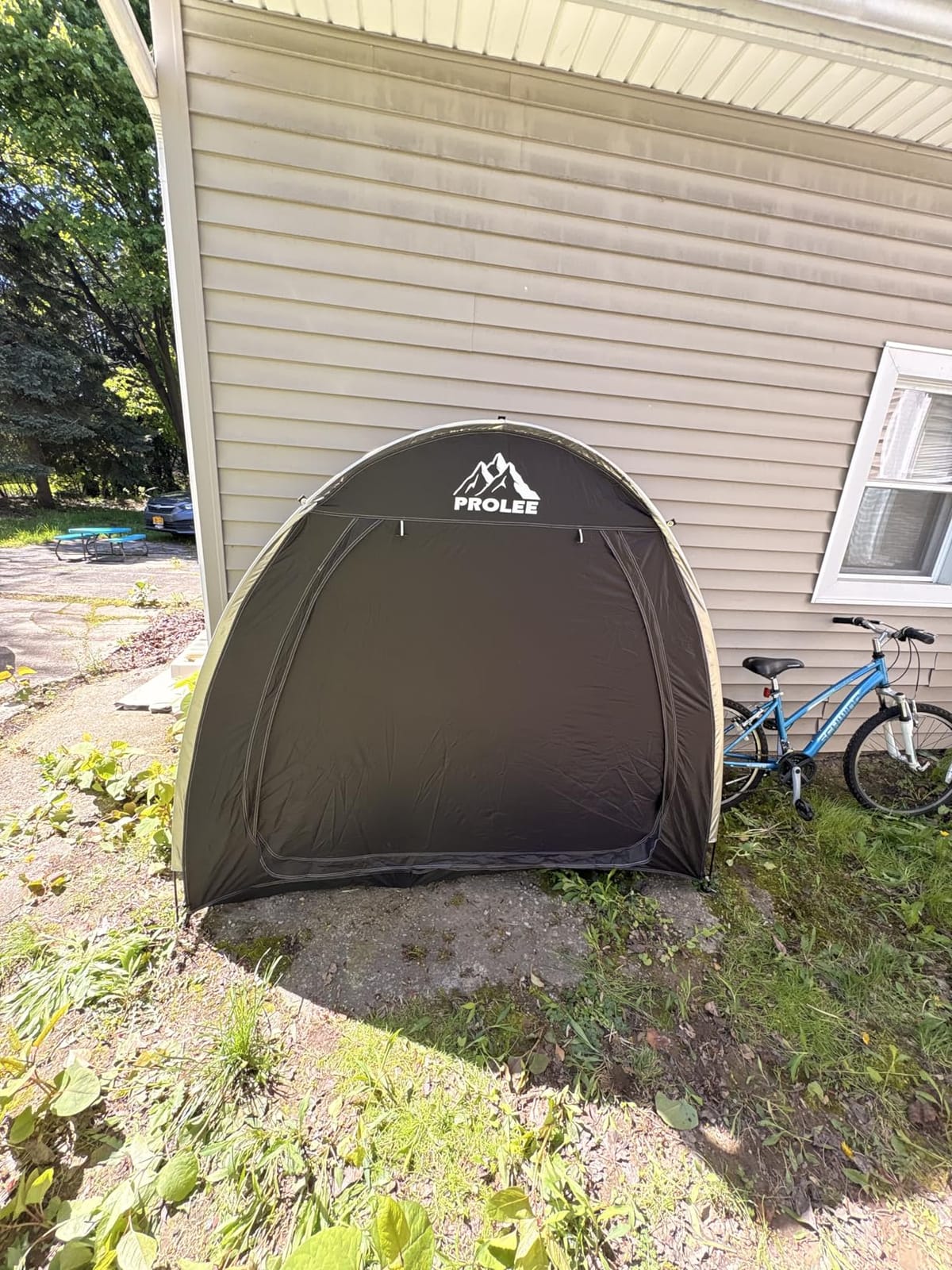 PROLEE Bike Shed 6.6FT, Waterproof Oxford Fabric Storage Tent for 2 Bikes, Outdoor Storage with Window Design, Black customer photo 1