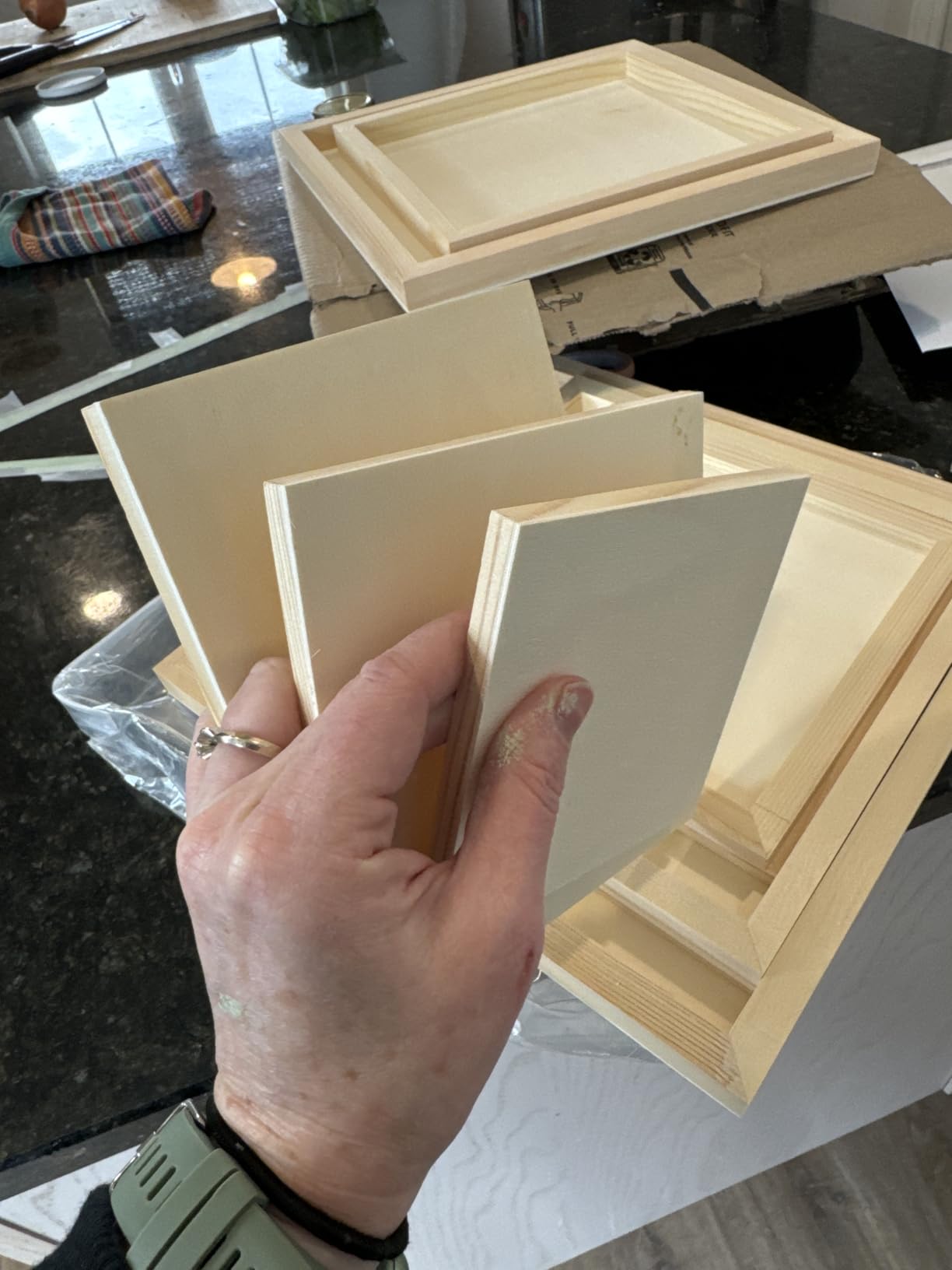 Youyole 12 Pack 3 Sizes Unfinished Wood Canvas Panels Kit customer photo 1