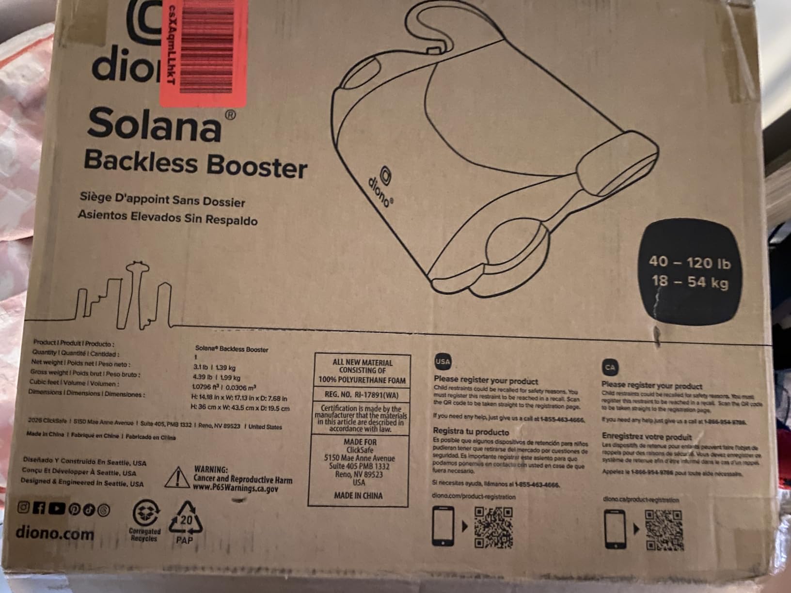 Diono Solana, No Latch, Single Backless Booster Car Seat, Lightweight, Machine Washable Covers, Cup Holders, Black customer photo 2