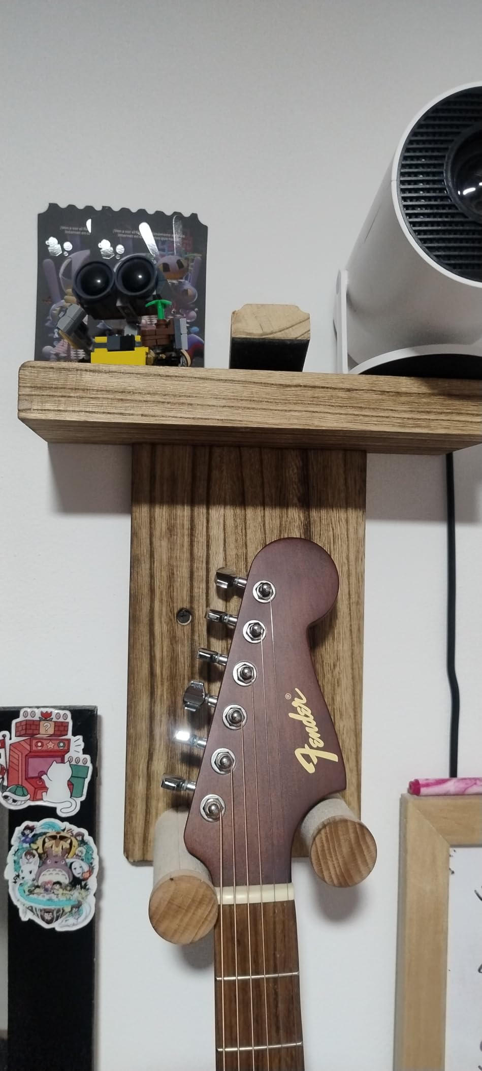 Keebofly 3-Pack Guitar Wall Mount Hangers - Rustic Wood Brown Guitar Stand with Pick Holder - Acoustic, Electric, Ukulele, Bass & Mandolin [Patented] customer photo 2