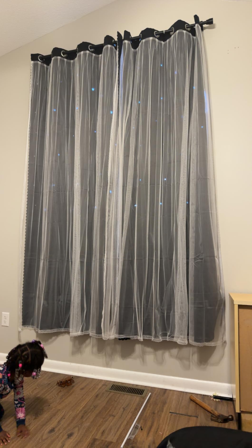 indistar Star Cutout Kids Window Blackout Curtains for Girl Bedroom Window Room Darkening Curtains & Drapes Baby Nursery Curtains (2 Panel,52Wx63L inch,Pink) customer photo 1