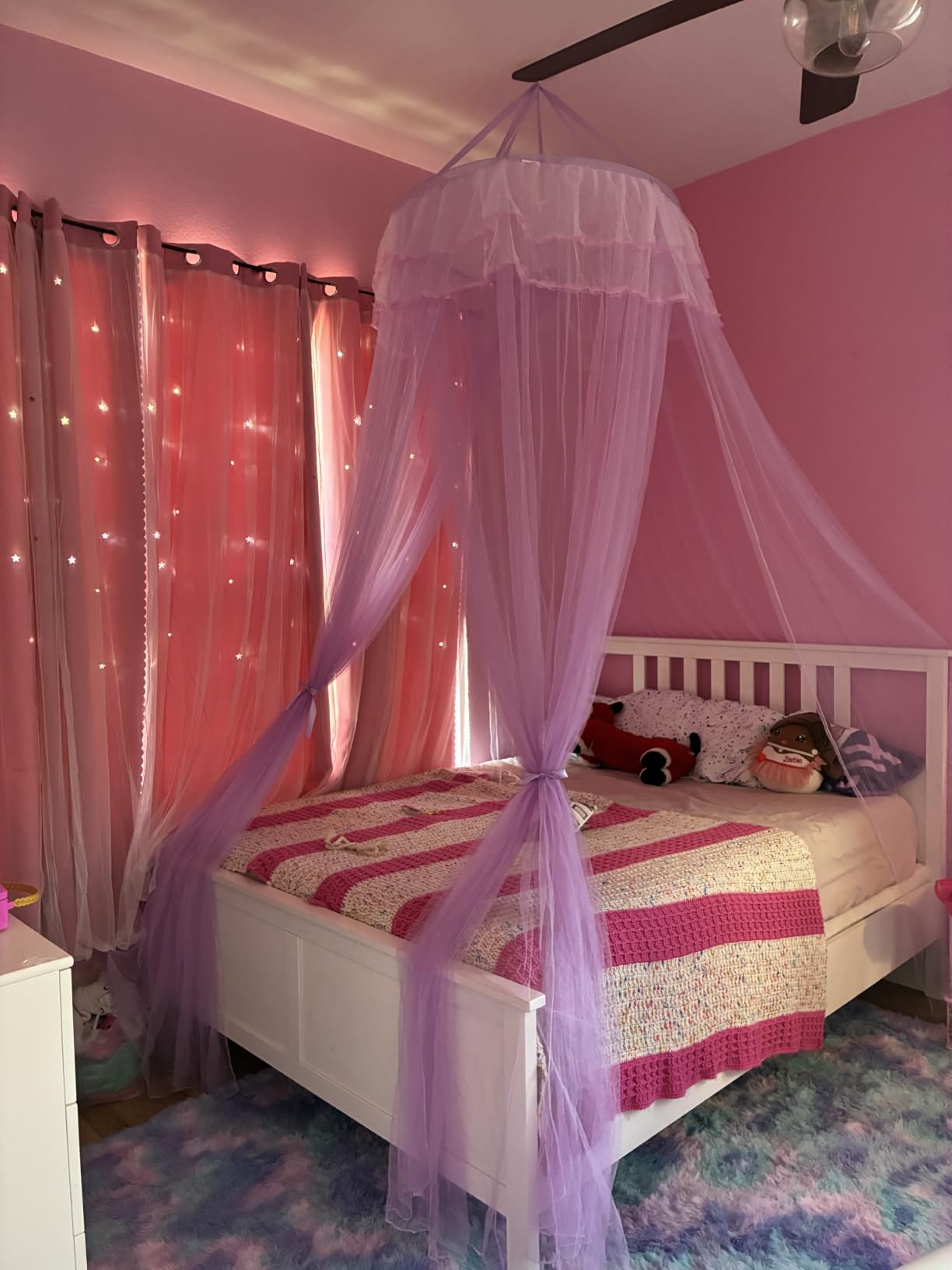 indistar Star Cutout Kids Window Blackout Curtains for Girl Bedroom Window Room Darkening Curtains & Drapes Baby Nursery Curtains (2 Panel,52Wx63L inch,Pink) customer photo 2