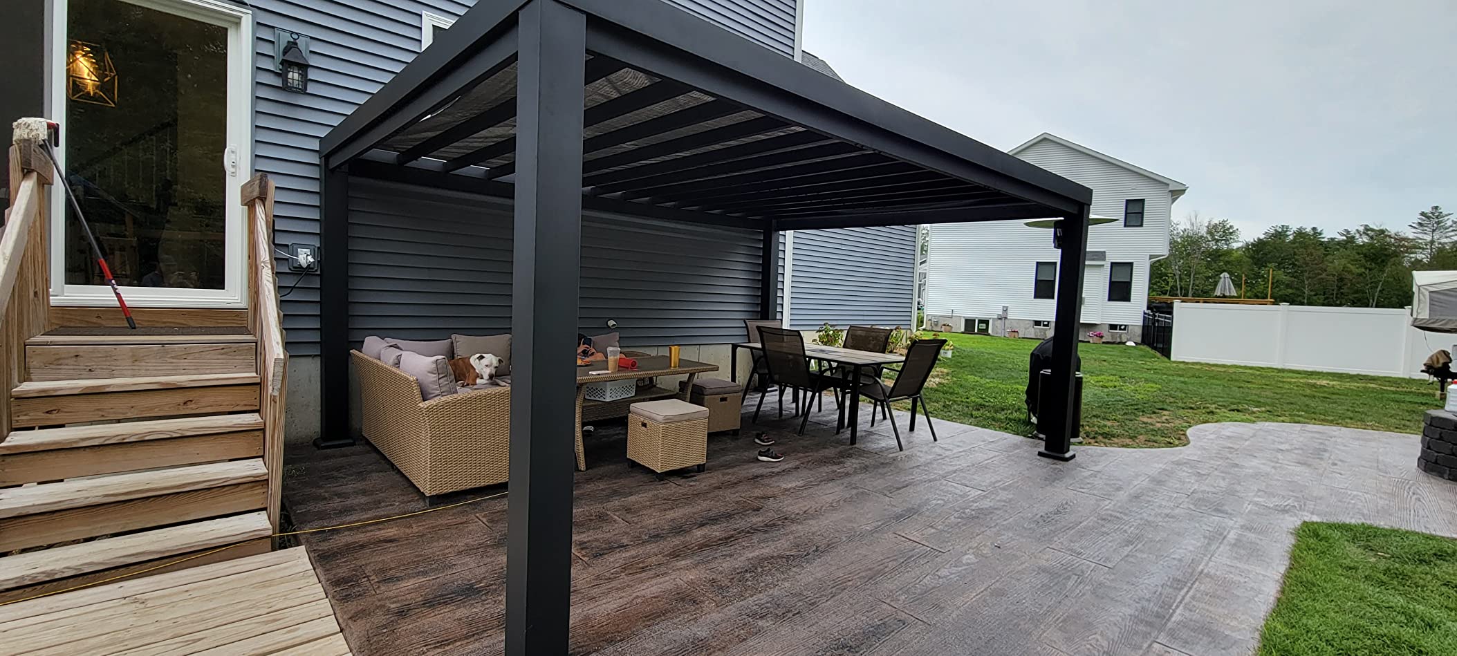 Backyard Discovery Windham 14' x 12' Modern Galvanized Steel Pergola Kit with Shade Sail Canopy, All-Season Durability, PowerPort, High-Wind Rating for Outdoor Patio, Garden, Deck, Entertaining customer photo 1