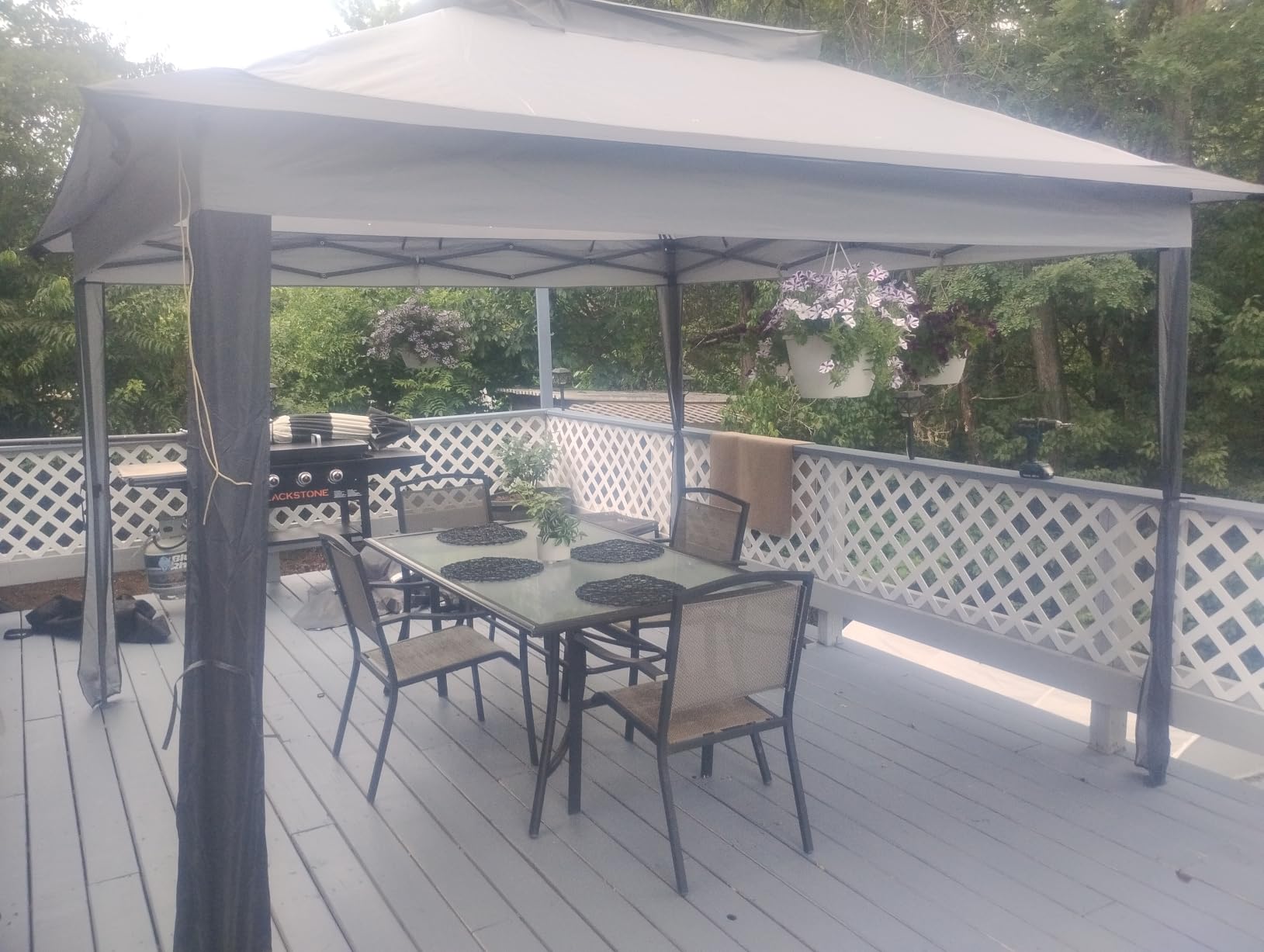 MASTERCANOPY 11x11 ft Pop Up Gazebo with Netting Screen Walls, Brown customer photo 2