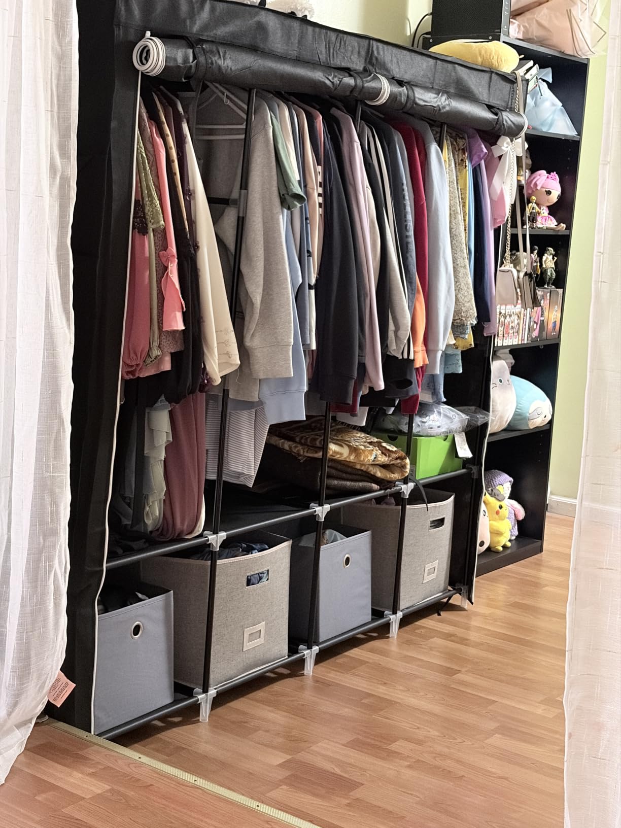SONGMICS Portable Closet with Cover, 4 Hanging Rods and Shelves customer photo 2