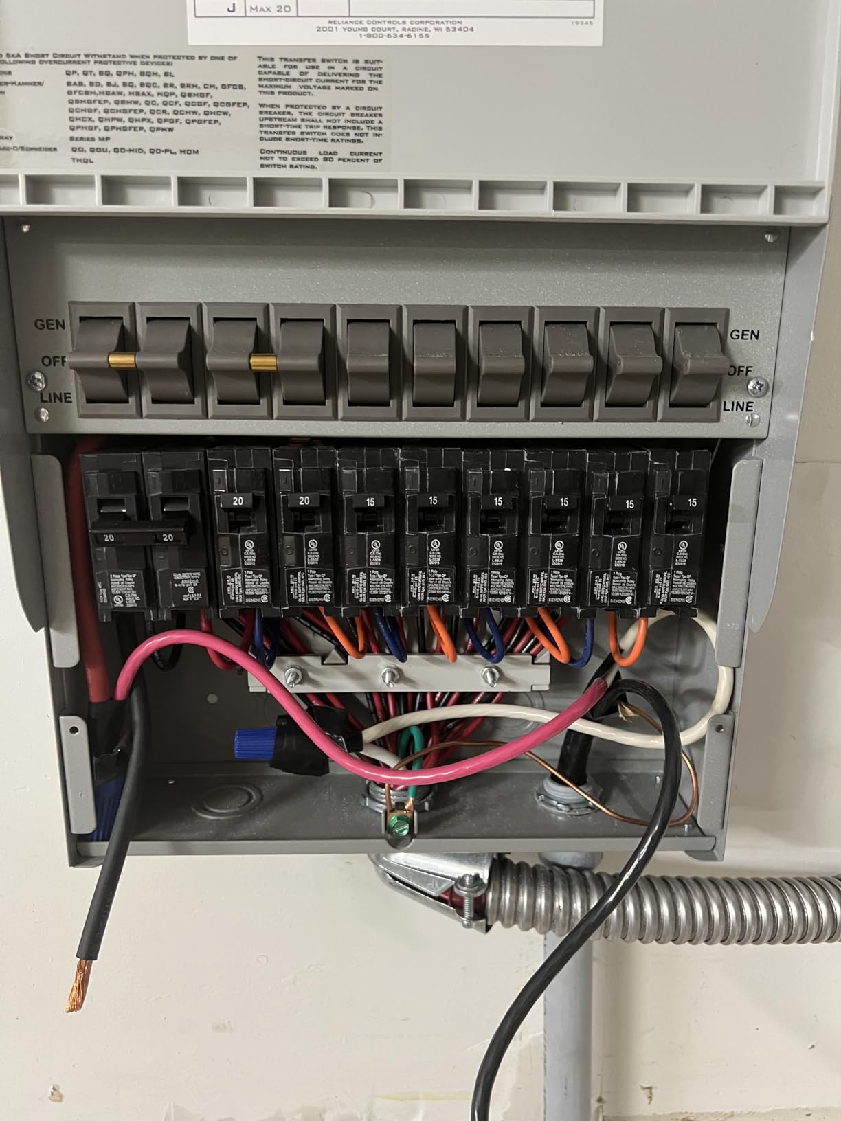 Reliance 510D 120/240-Volt 50-Amp 10-Circuit Pro/Tran Indoor Transfer Switch customer photo 1