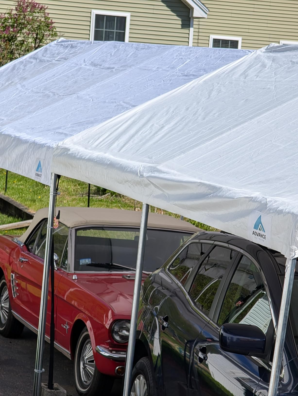 ADVANCE OUTDOOR 12x20 ft Heavy Duty Carport Potable Car Canopy Garage Party Tent Boat Shelter, Adjustable Height from 9.8 ft to 11.3 ft, Beige customer photo 1