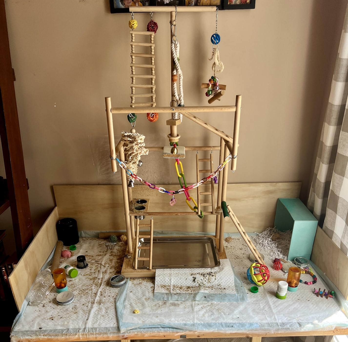 4 Layers Wood Pet Parrot Playstand customer photo 2