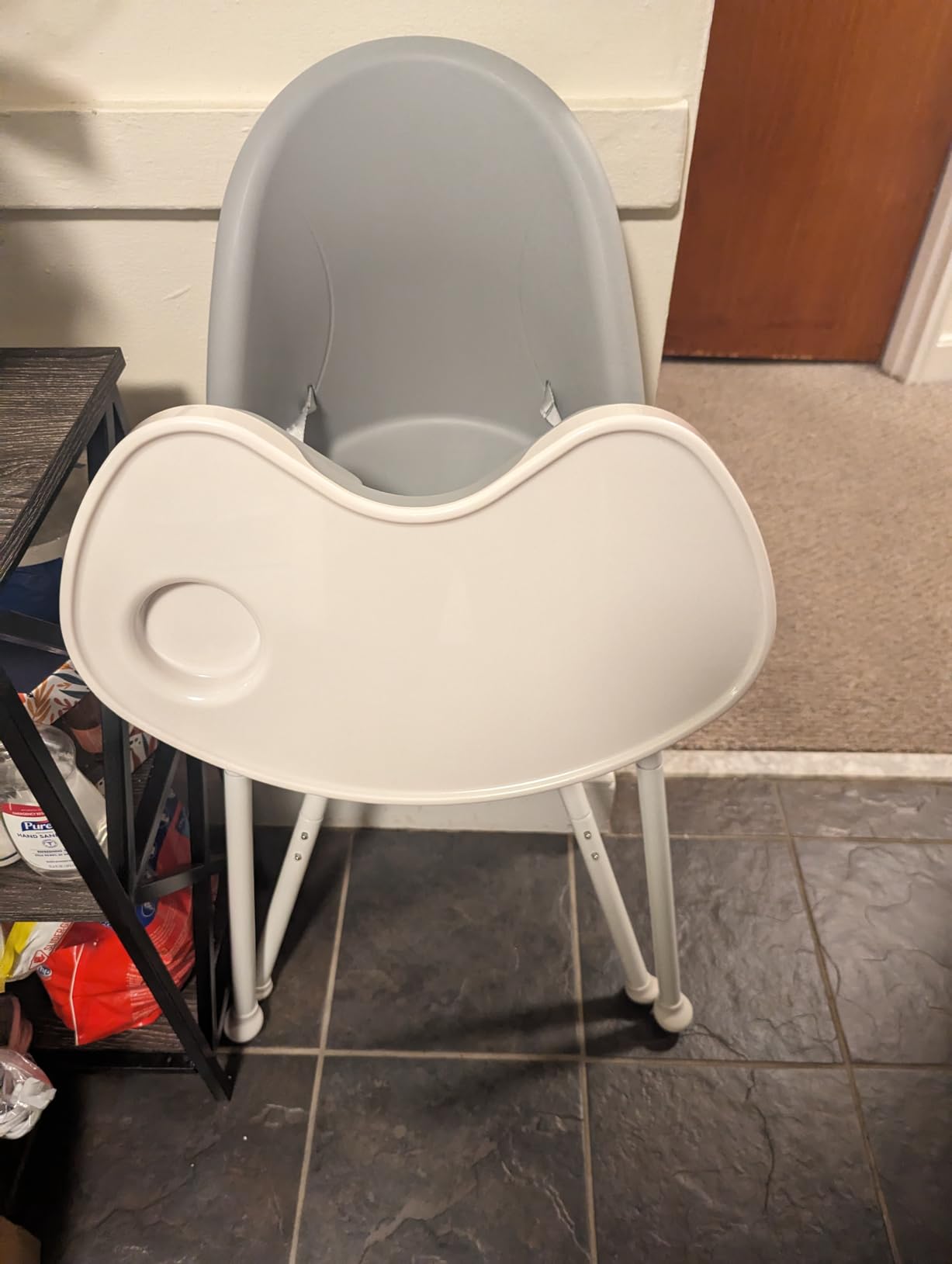 Mallify Foldable High Chair, Space-Saving Portable Baby High Chair with Removable Double Tray, Modern Convertible Baby Feeding Chair, Lightweight, Easy to Clean, Gray customer photo 2