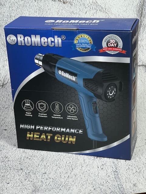 ROMECH Heat Gun, Heavy Duty Fast Heating, Variable Control 120°F~1200°F (50℃-500℃) 4 Nozzles Heat Gun for Crafting, Shrink Tubing,Vinyl Wrap (Blue) customer photo 1
