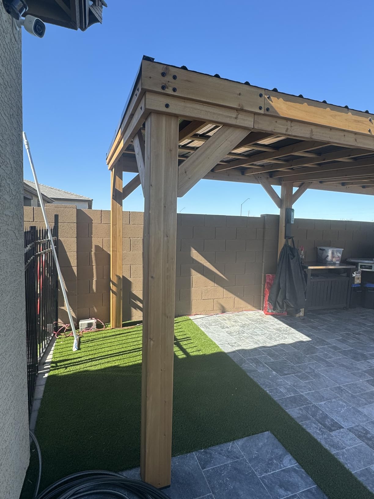Backyard Discovery Saxony XL 12' x 6' Cedar Wood BBQ Grill Gazebo Pavilion with Hardtop Galvanized Steel Roof, Bar Tops, Powerport, Snow Support, Wind Resistance, Cook Station for Outdoor Patio, Deck customer photo 1