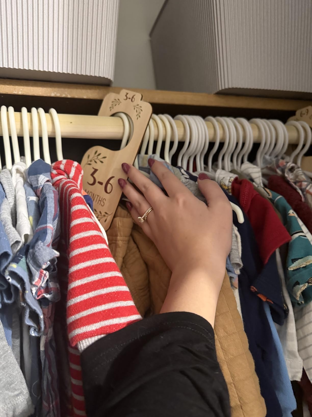 Baby Closet Dividers for Clothes Organizer - Set of 8 Beautiful Wooden Double-Sided Baby Clothes Size Hanger Organizer from Newborn to 24 Months for Boho Nursery Decor customer photo 2