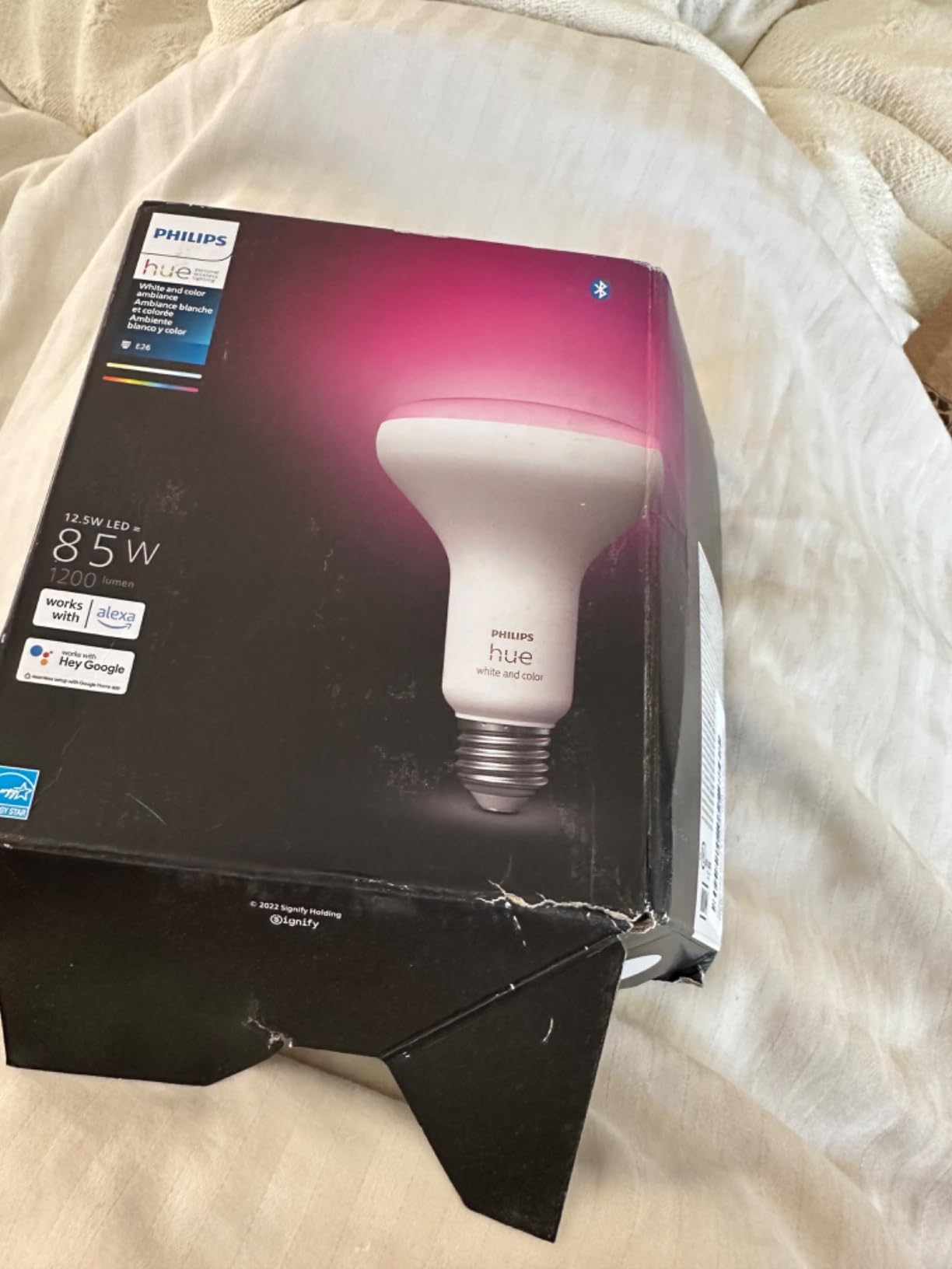 Philips Hue BR30 LED Smart Light Bulbs 2-Pack, Flicker-Free 85W Light Bulbs, Bluetooth Compatible, Compatible with Alexa, Google Assistant, and Apple HomeKit, E26 Base customer photo 2