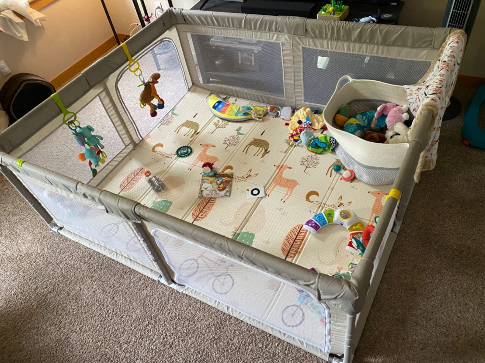 Mloong Baby Playpen with Mat, 71x59in Playpen for Babies and Toddlers, Grey customer photo 1