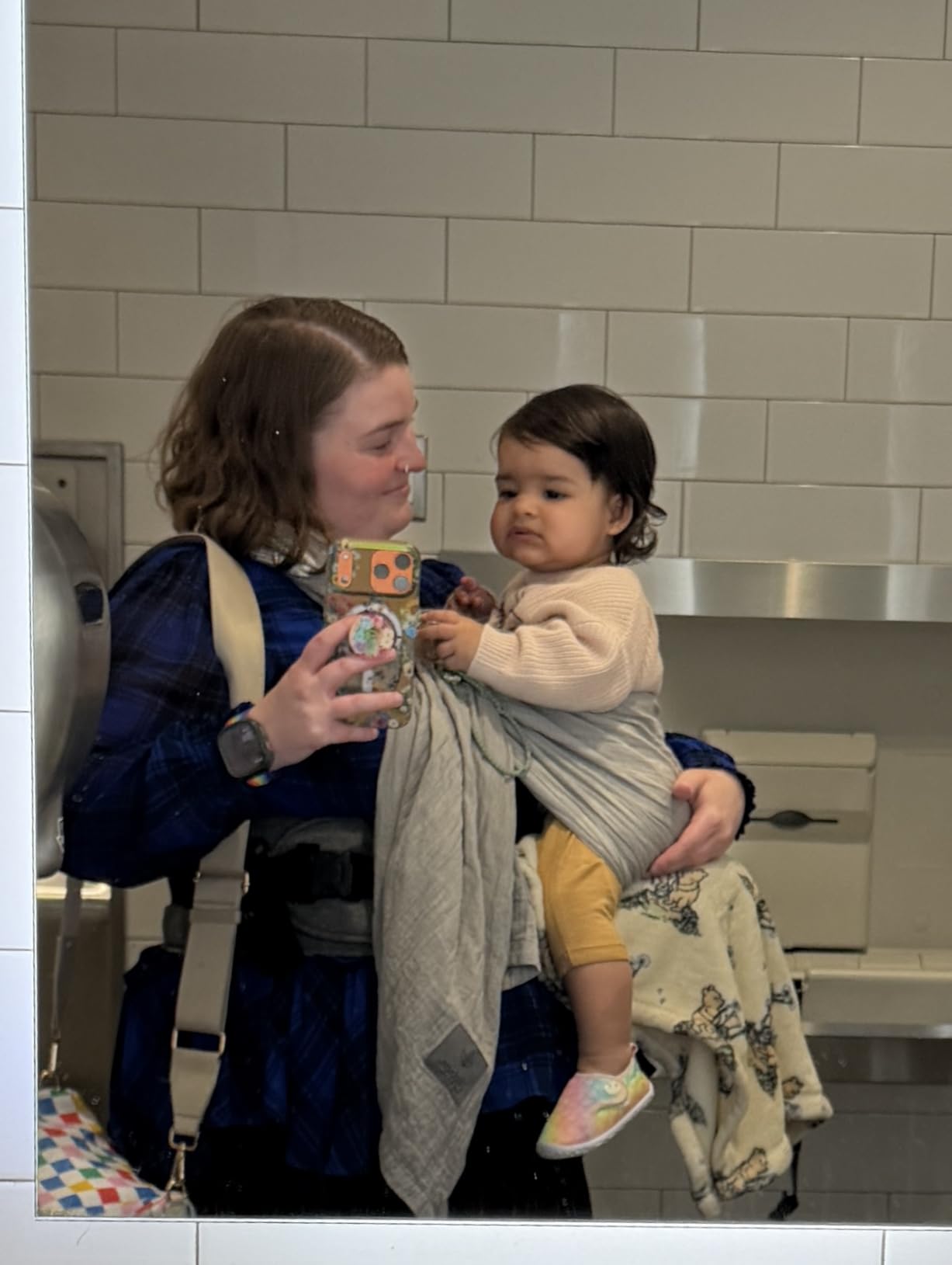 Ring Sling Baby Carrier - USA Lab Tested, 100% Natural Cotton Muslin, Breathable & Ergonomic Ring Sling Dark Blue customer photo 1