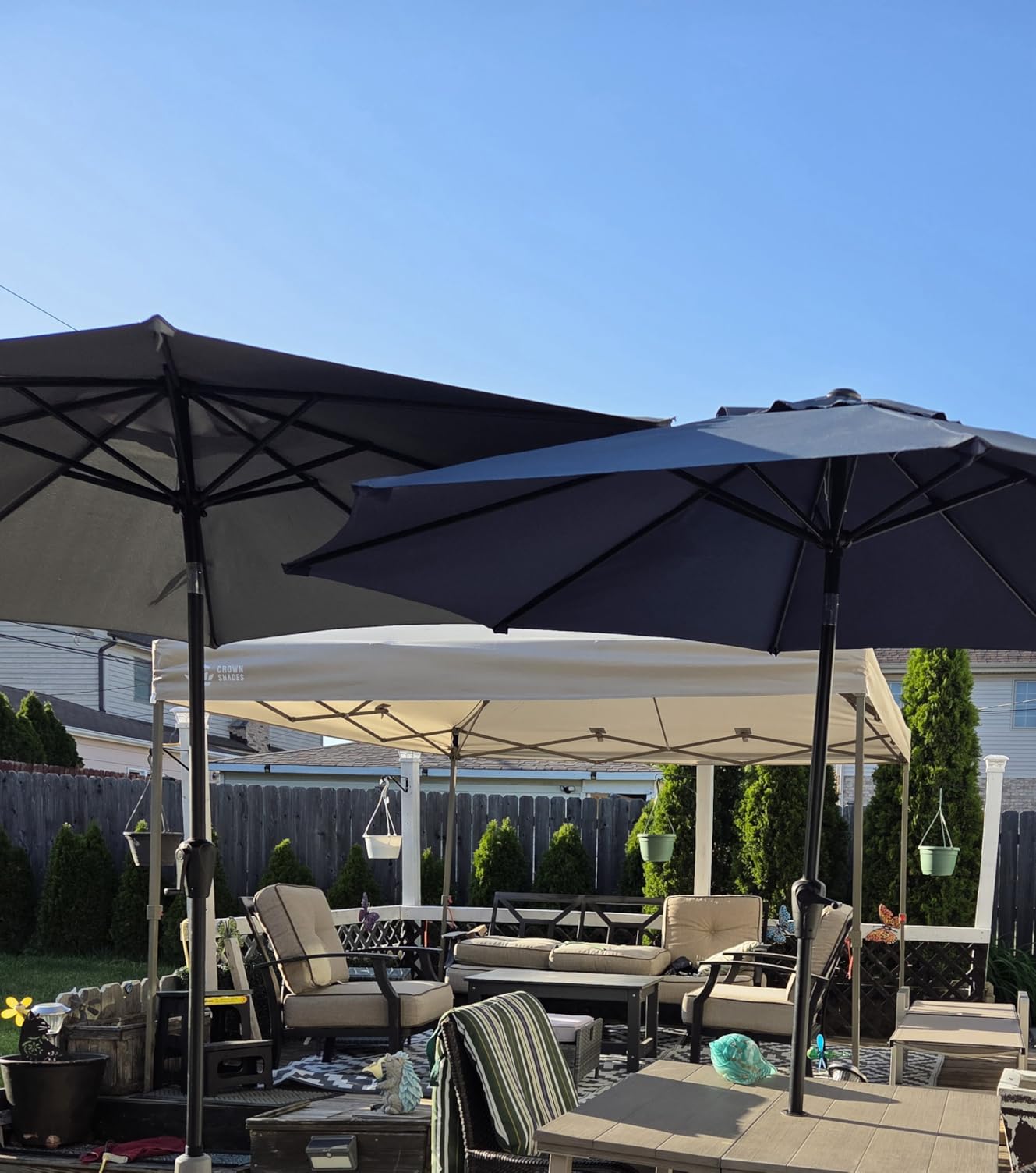 CROWN SHADES 11x11 Pop Up Gazebo, Outdoor Canopy Tent, Beige & Coffee customer photo 2