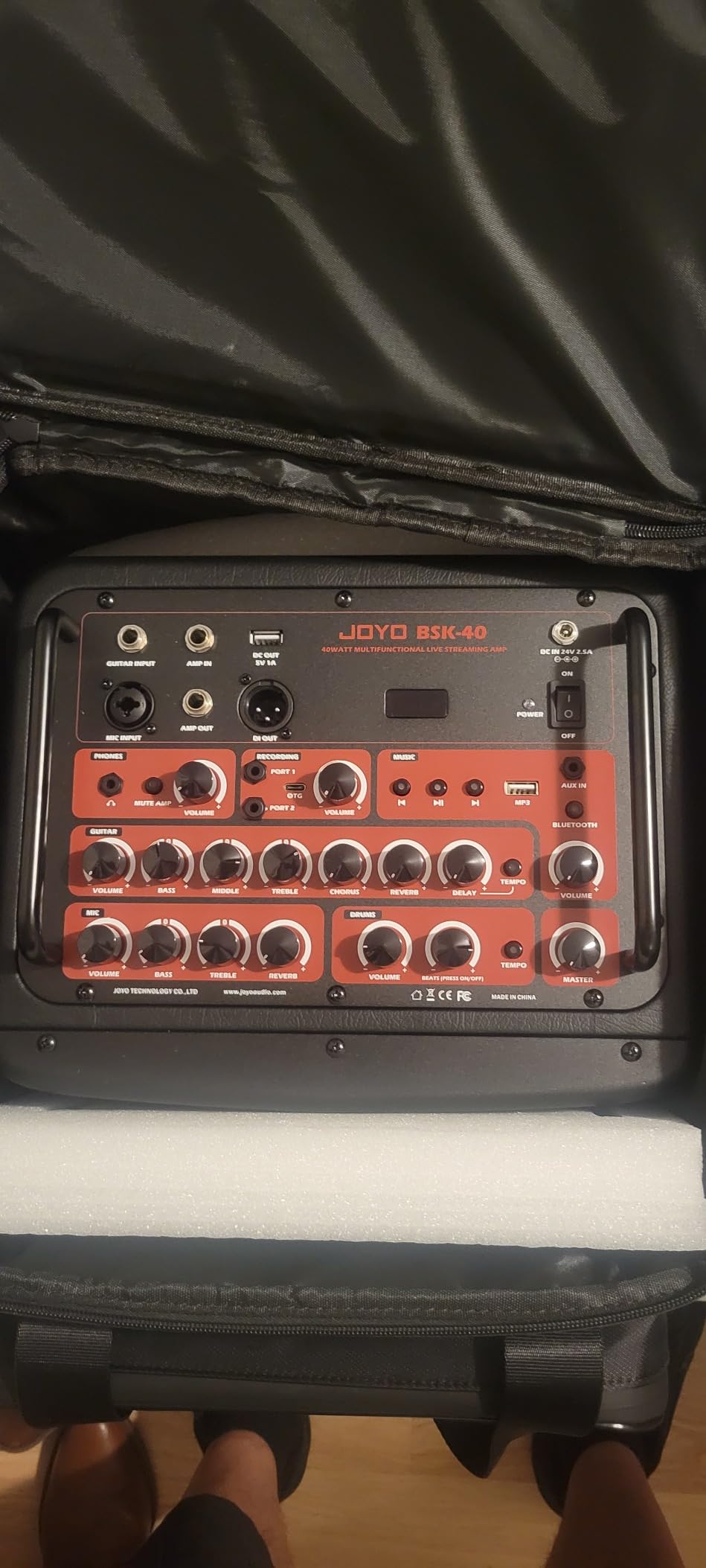 JOYO 40W Portable Acoustic Guitar Amp with Effect Rechargeable Bluetooth Combo Amplifier, Guitar & Mic Channel 20 Drum Pattern, XLR DI Out, USB-C Recording & Live Streaming for Phone (BSK-40 Black) customer photo 2