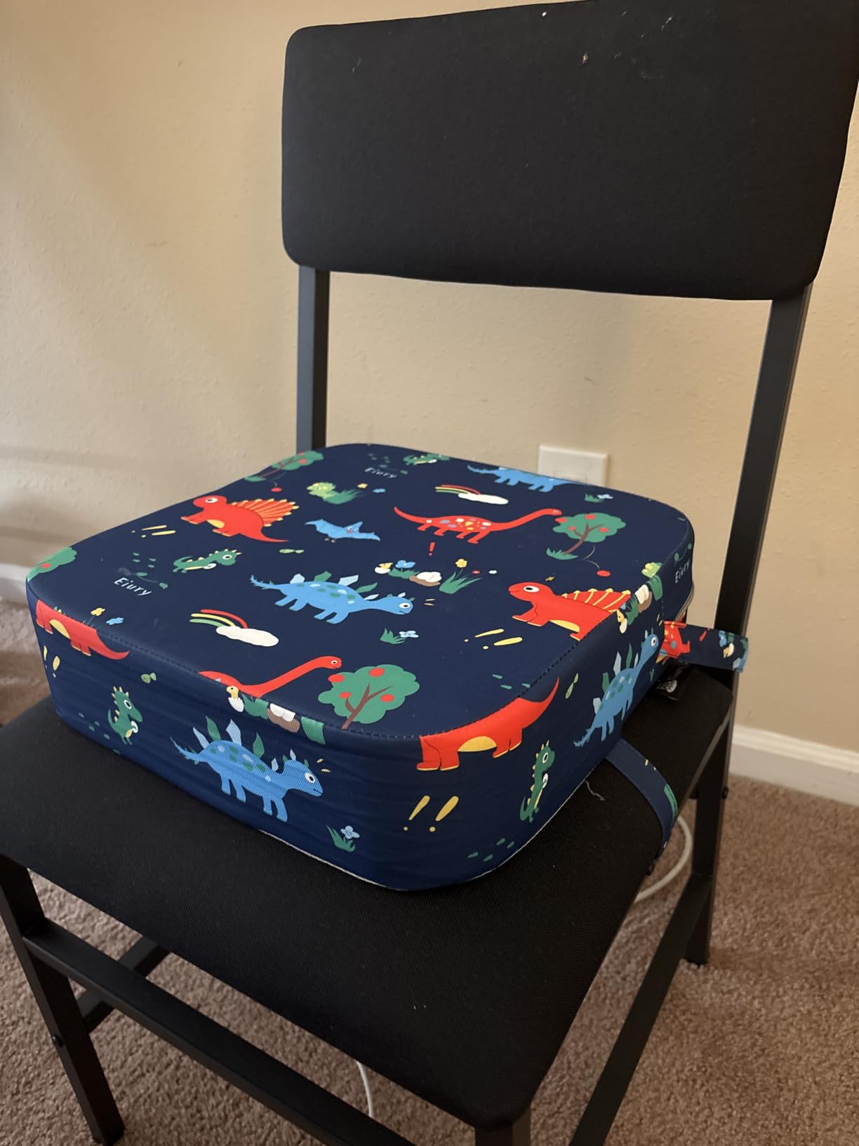 Eiury Toddler Booster Seat for Dining Table, Portable Kids Booster Seat with Safety Buckles Portable Increasing Booster Cushion with Non-Slip Bottom (Blue Dinosaur) customer photo 1