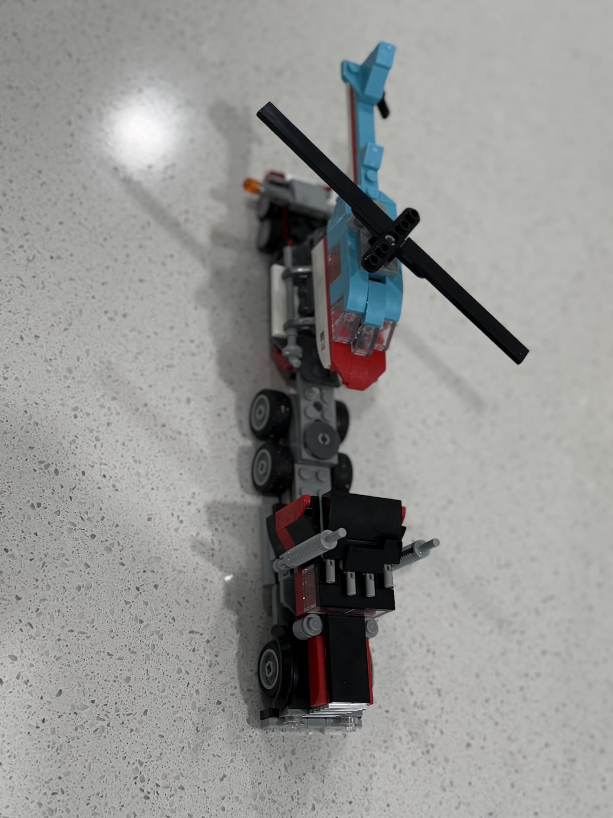 LEGO Creator 3 in 1 Flatbed Truck with Helicopter Toy, Transforms from Flatbed Truck Toy to Propeller Plane to Hot Rod and SUV Cars, Gift Idea for Boys and Girls Ages 7 Years Old and Up, 31146 customer photo 1