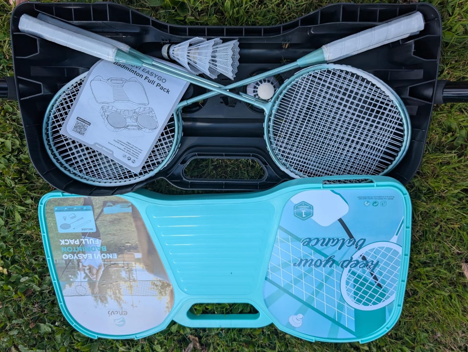 EasyGo Badminton Set with Net, 4 Rackets, 4 Shuttlecocks, Portable Storage Box, for Backyards, Outdoor Games, Yard Games customer photo 1