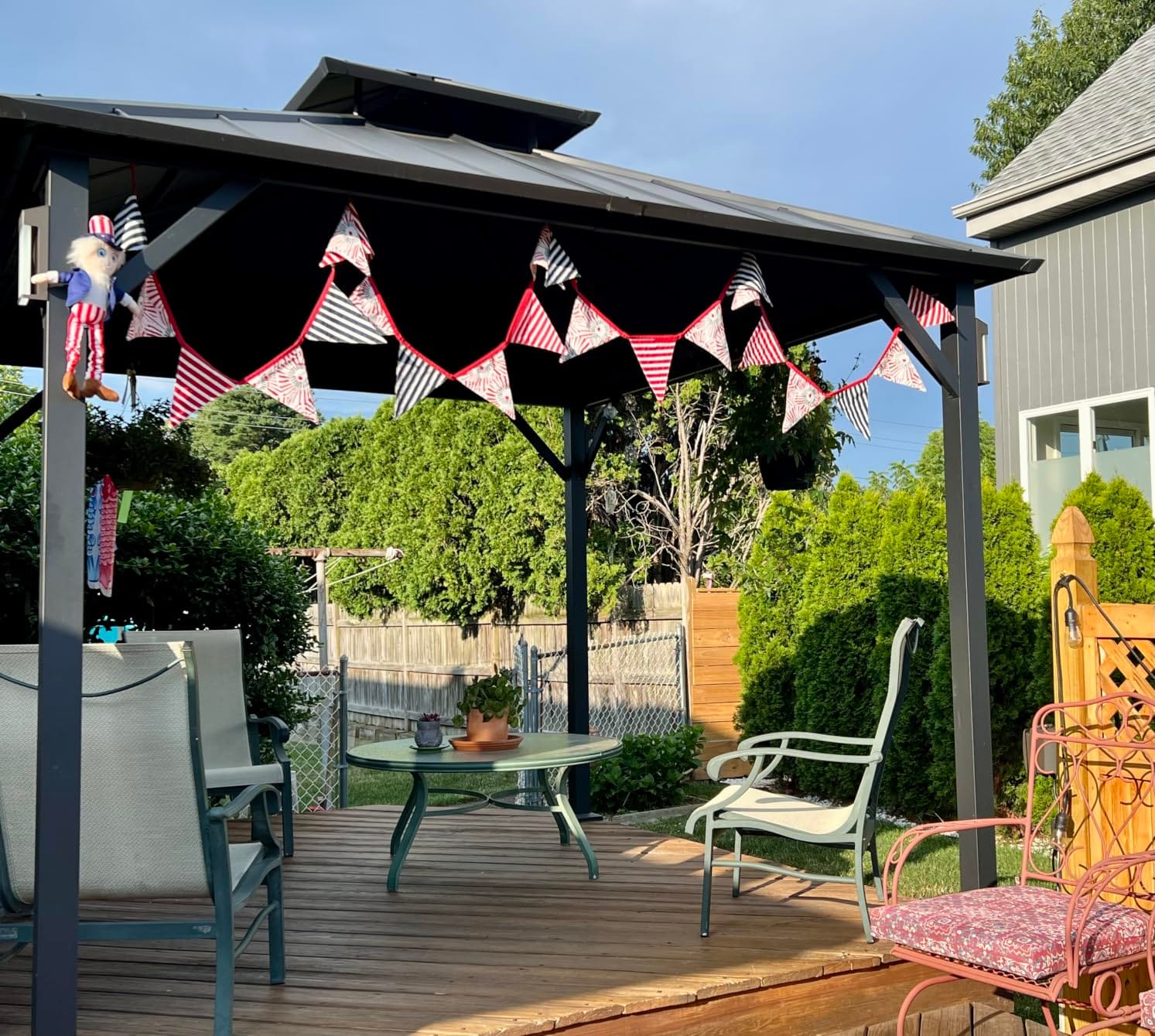 Modern Shade Aluminum Grill Gazebo 6x8 with USB Charging Power Strip, Black customer photo 1