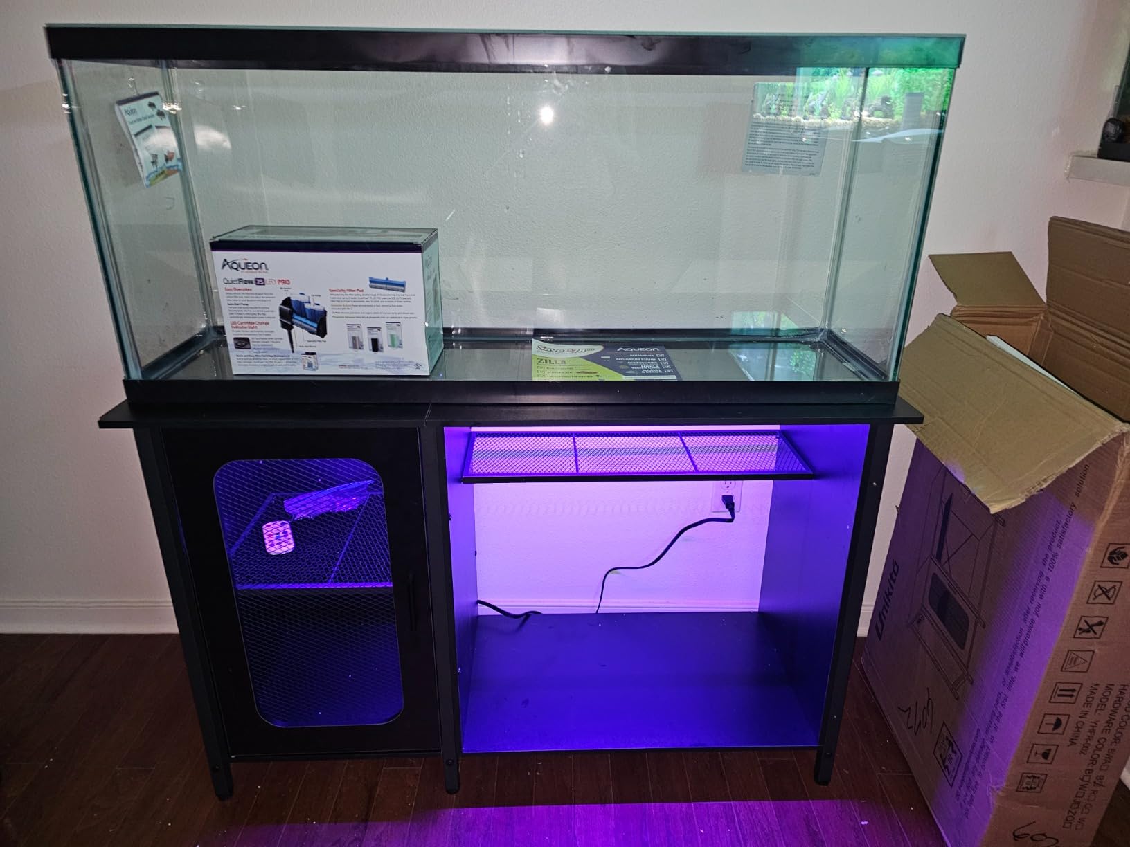Unikito 55-75 Gallon Aquarium Stand with Power Outlets & LED Light, Black customer photo 2