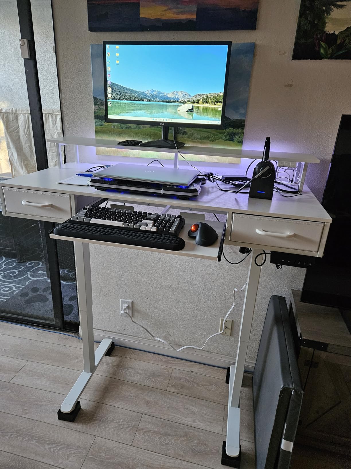 AODK 55 Inch Standing Desk with Drawers & Keyboard Tray, Rustic Brown customer photo 1
