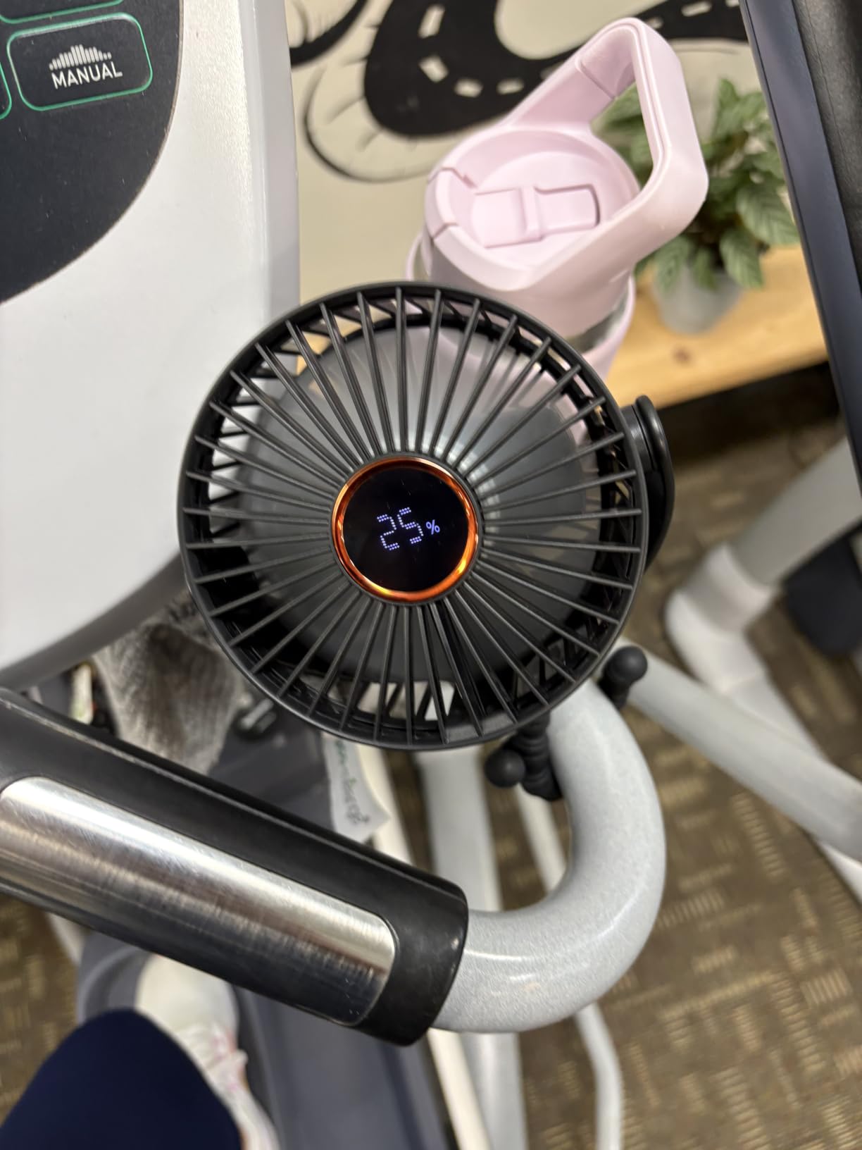 Portable Stroller Mini Fan, Small Rechargeable Personal Fan, Baby Travel Essentials for Wagon, Car Seat, Treadmill, Battery Powered Biking Gear Accessories, 360° Rotation, 3-Speed, Display, Black customer photo 2