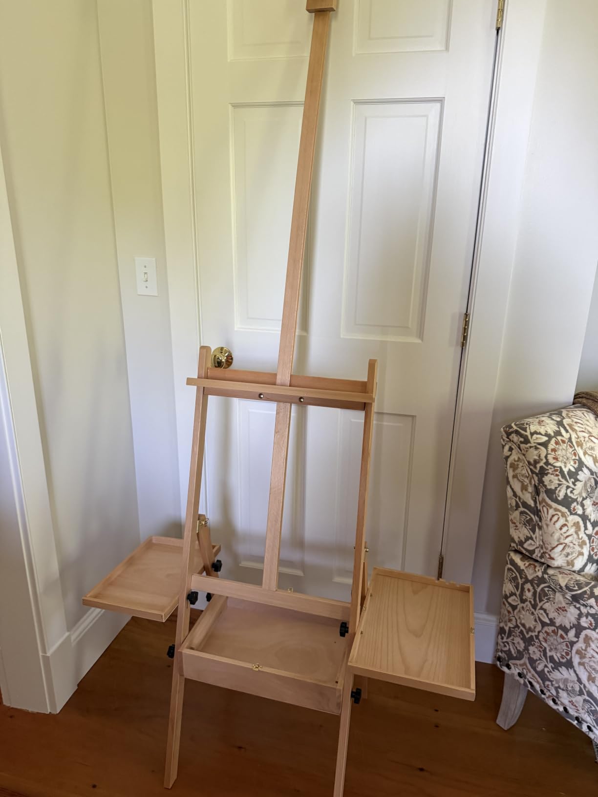 Large Beech Wood Painting Easel H-Frame, Drawer with Palette customer photo 1