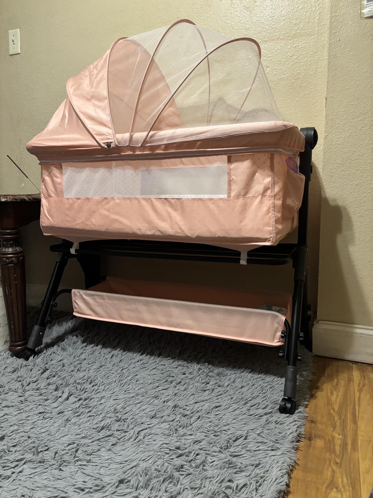 BCOL Baby Bassinet, Bedside Bassinet for Baby, 3 in 1 Bassinet Bedside Sleeper with Wheels, Mosquito Net, Adjustable Easy Folding Portable Bed for Infant Newborn (Dark Grey) customer photo 1