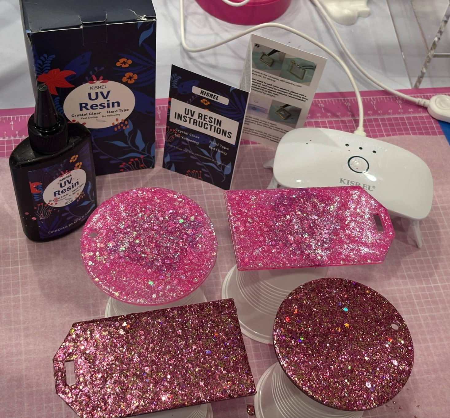KISREL UV Resin Kit with Light, 200g Hard Type Clear UV Resin and UV Light customer photo 1