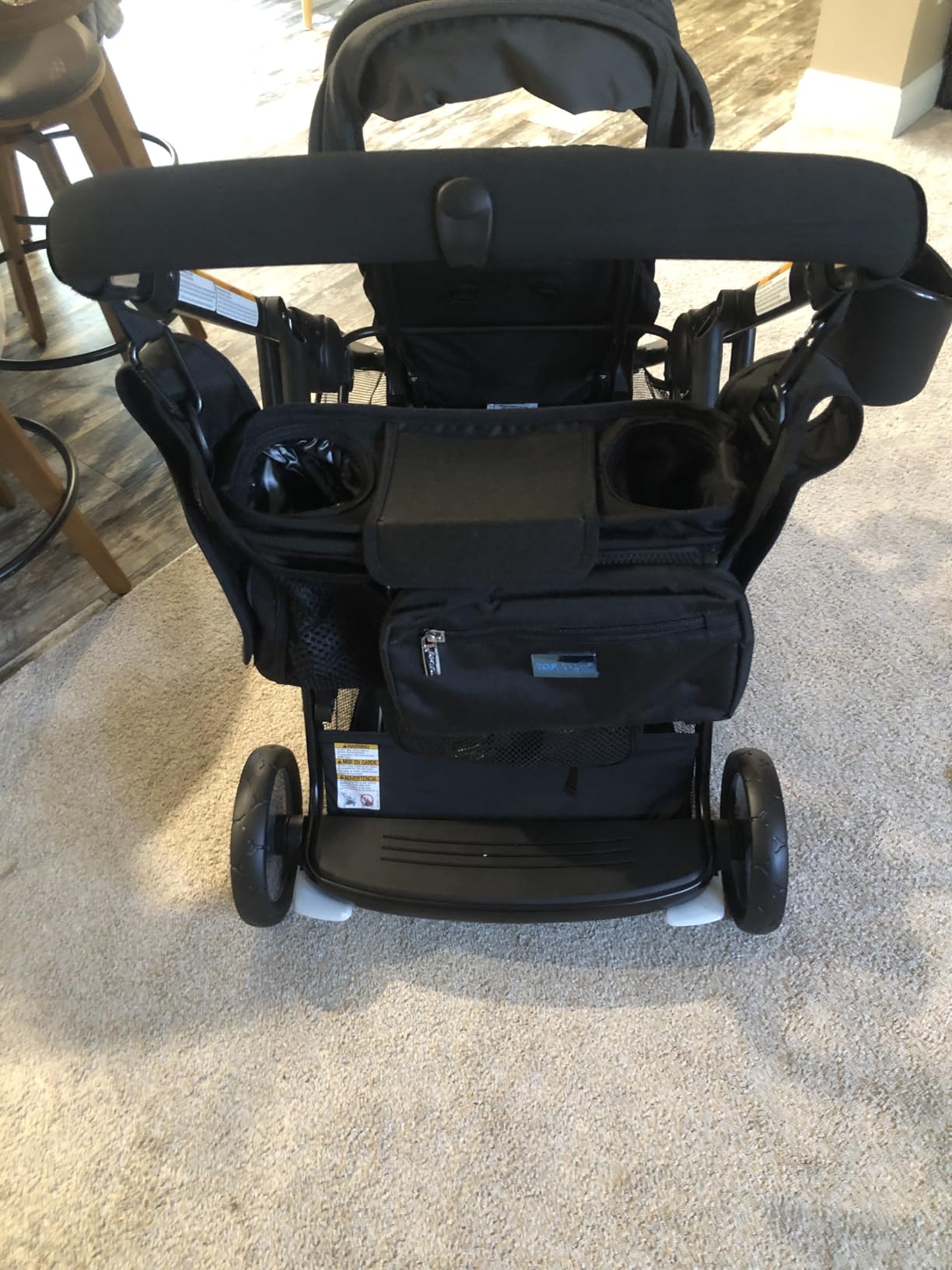 TOPDesign Universal Baby Stroller Organizer, Stroller Caddy with Detachable Mesh Bag & Heightened Insulated Cup Holders & Non-Slip Secure Hooks Accessories, Fits Most Strollers (Checkerboard) customer photo 1