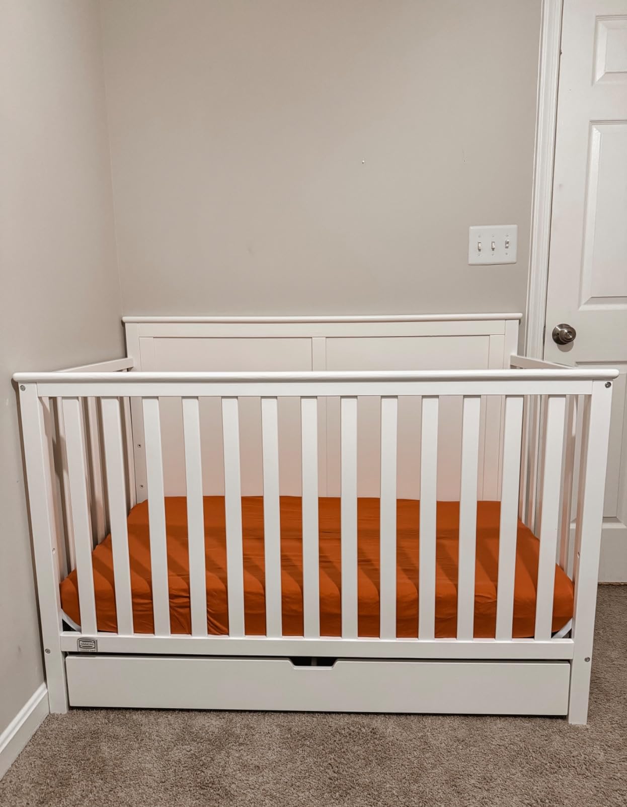 Simmons Kids Logan 6-in-1 Convertible Crib with Underdrawer - Greenguard Gold Certified, Chestnut customer photo 1