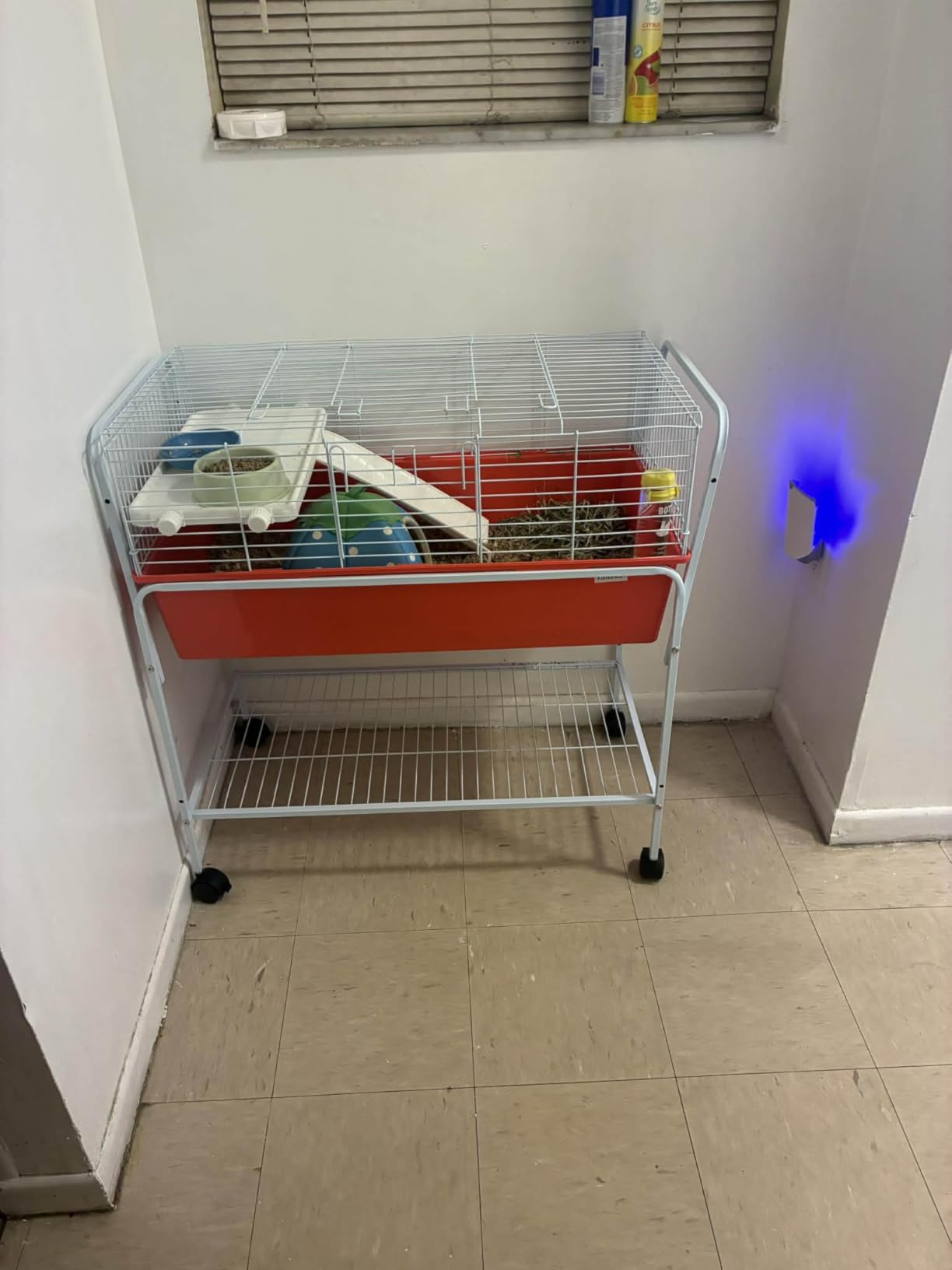 PawHut Two-Story Small Animal Cage Removable from Stand, Guinea Pig Cage with Shelf & Wheels, Pet Habitat for Hedgehog, Chinchilla, Ferret, 33
