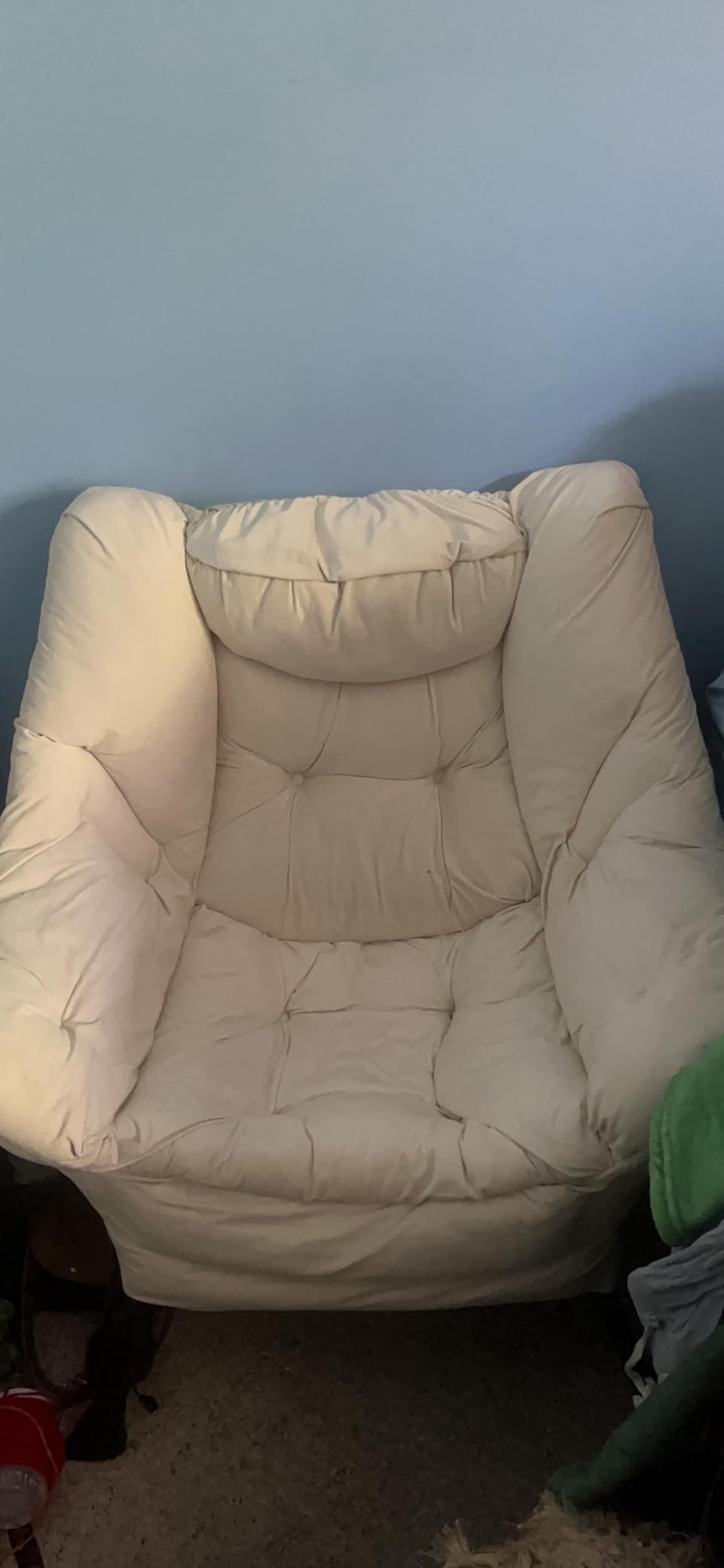 Lazy Chair with Folding Ottoman,Leisure Sofa Chair,Soft Fabric Armchair with Armrests and Side Pockets, Reading Chair with Footrest for Living Room, Bedroom, Office (Plush Beige) customer photo 1