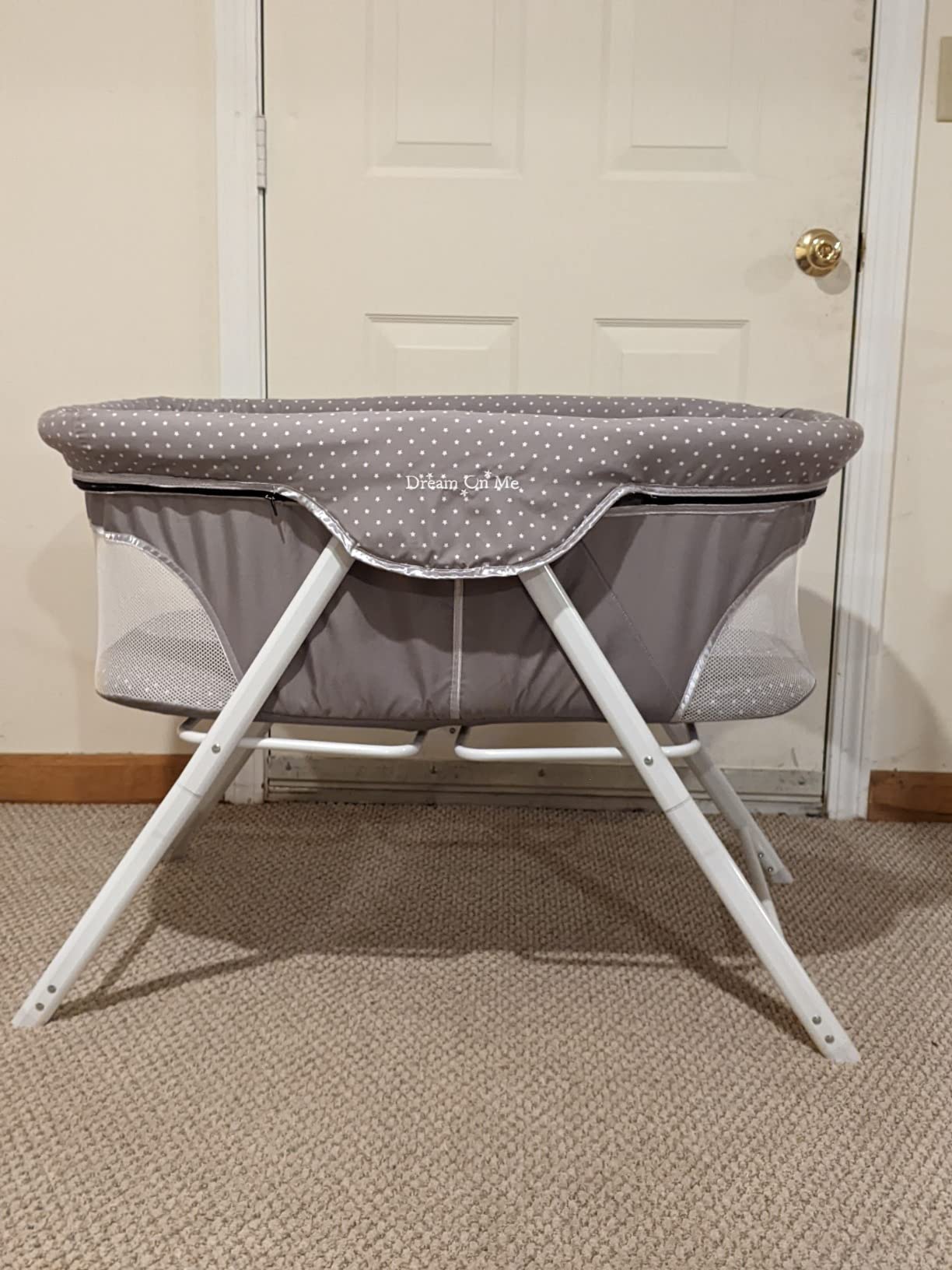 Dream On Me Calypso Bedside Bassinet, Foldable Portable Crib - Gray customer photo 1