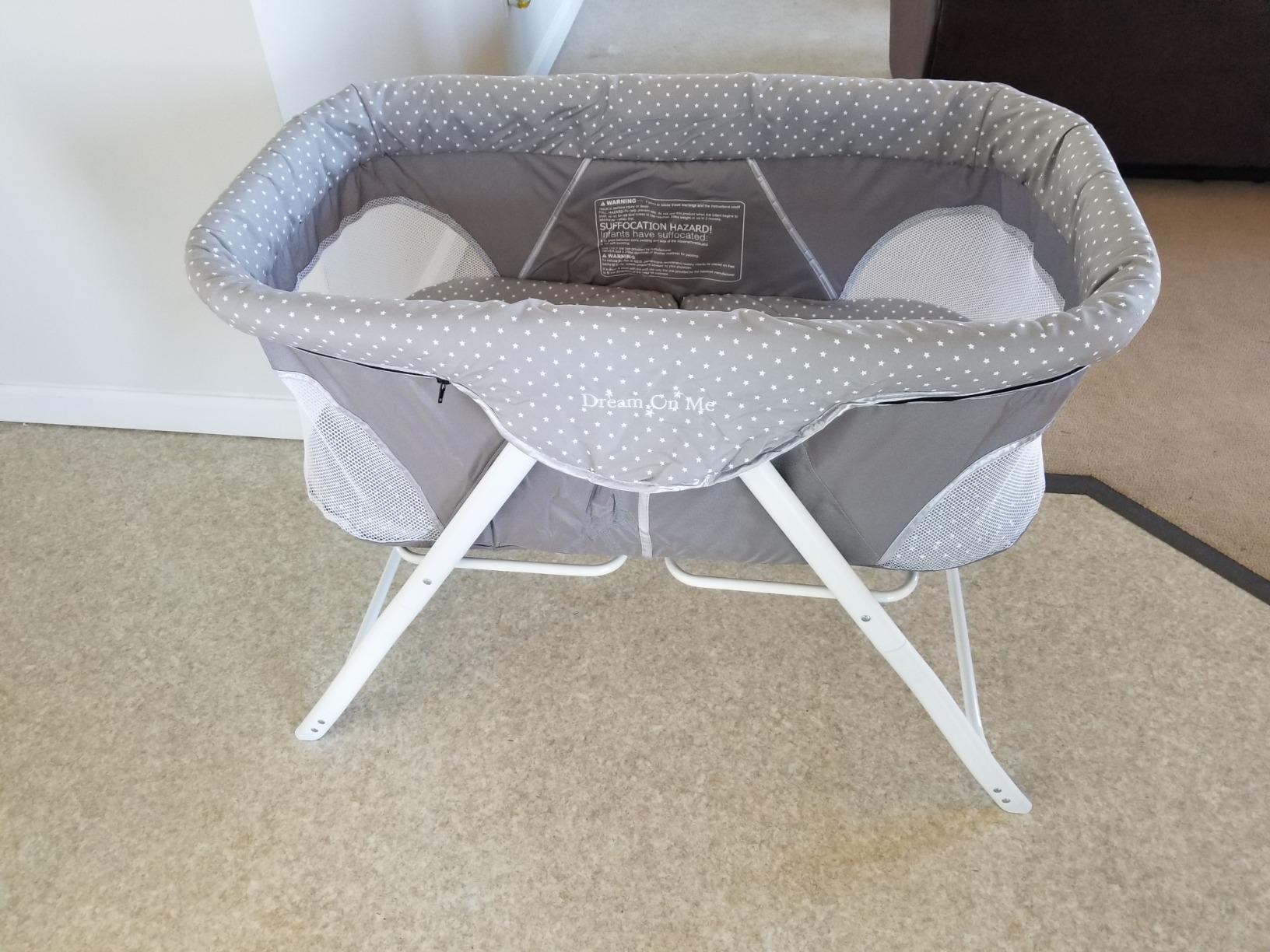 Dream On Me Calypso Bedside Bassinet, Foldable Portable Crib - Gray customer photo 2