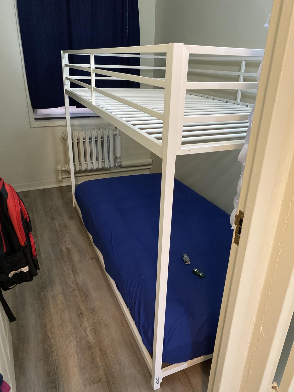 Zevemomo Twin Over Twin Bunk Bed, Metal Low Profile Bunkbeds with Full-Length Guardrail and Ladder, Space Saving, No Boxing Spring Needed, Black customer photo 1