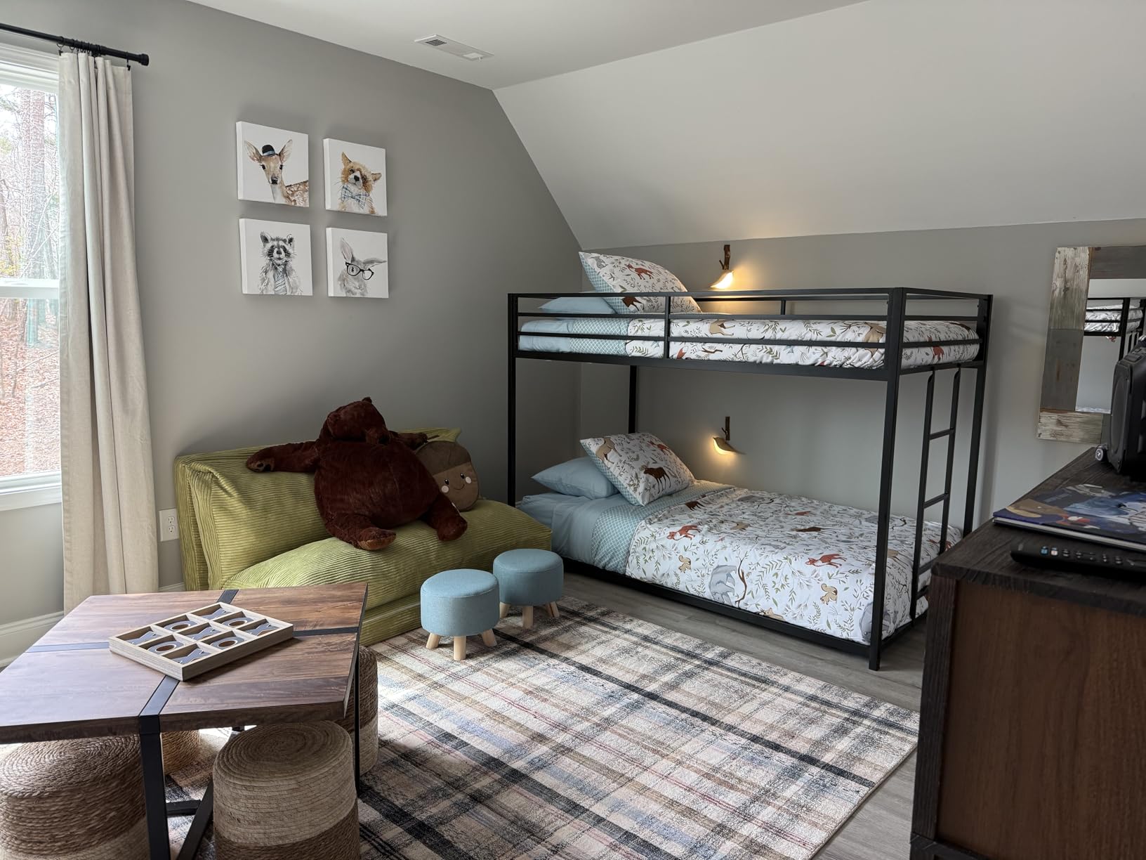Zevemomo Twin Over Twin Bunk Bed, Metal Low Profile Bunkbeds with Full-Length Guardrail and Ladder, Space Saving, No Boxing Spring Needed, Black customer photo 2