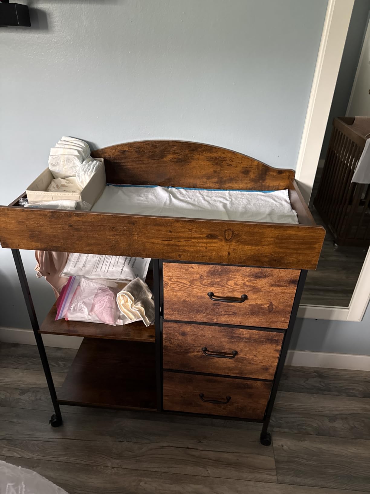 Yetom Changing Table, 3 Drawers&2 Shelves, Changing Table Dresser, White customer photo 2